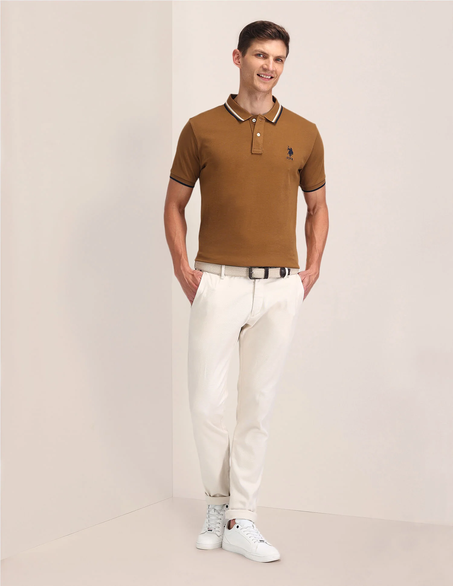 Solid Pure Cotton Slim Fit Polo Shirt - Image 3