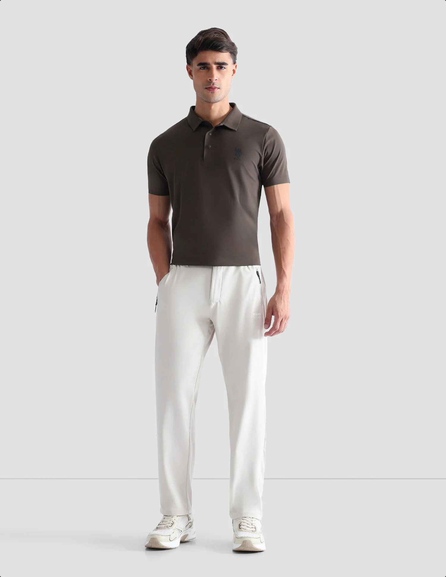 Solid Regular Fit Active Polo Shirt - Image 3