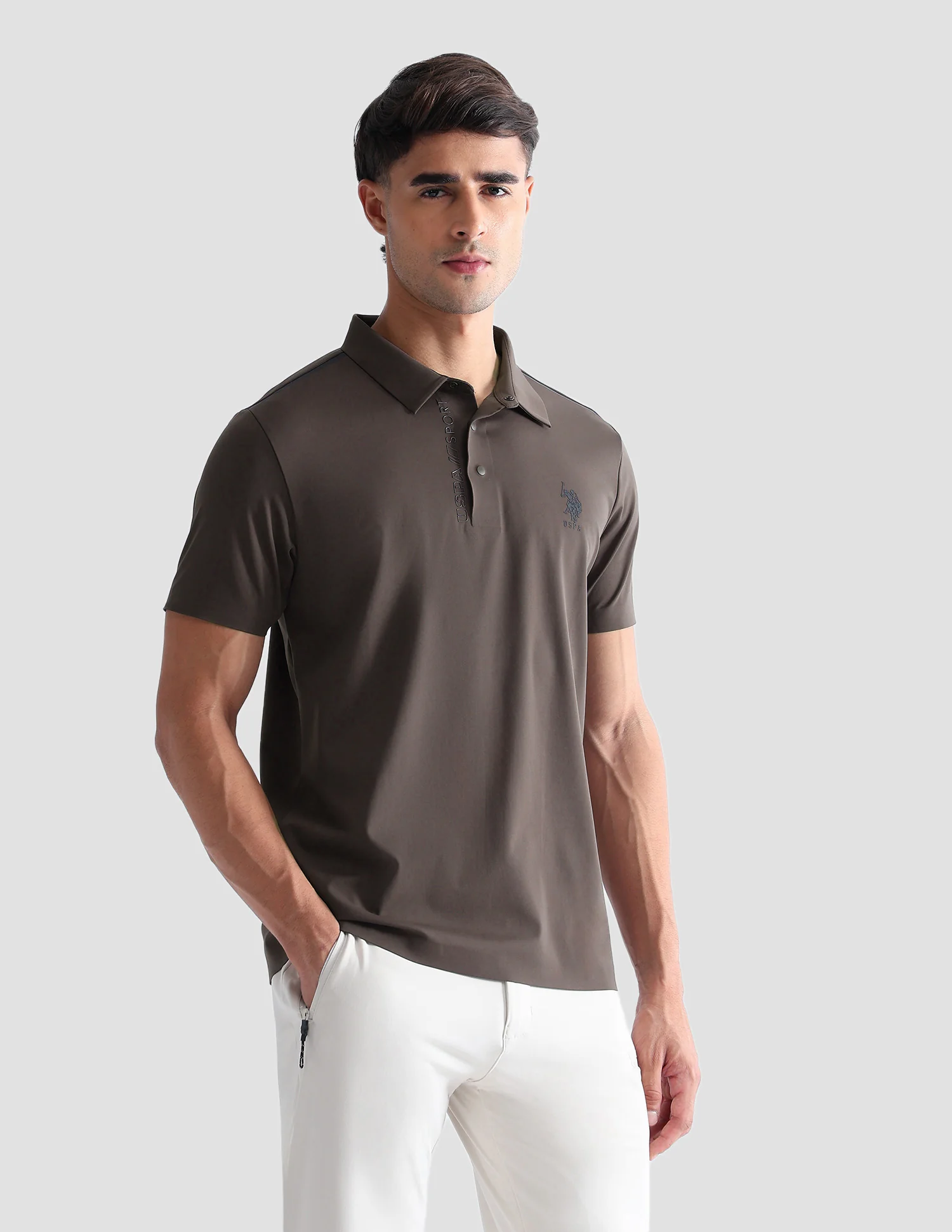Solid Regular Fit Active Polo Shirt - Image 4