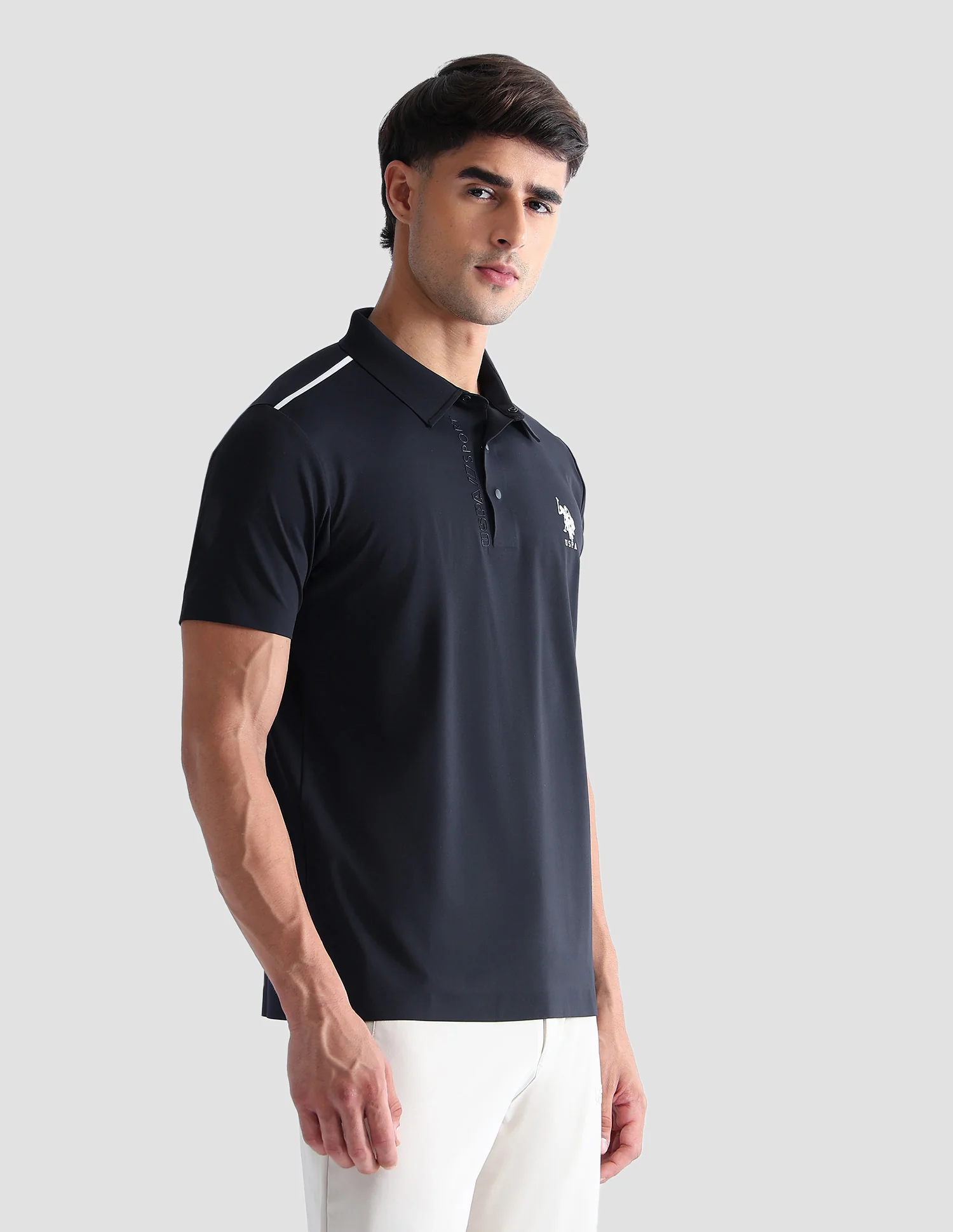 Solid Regular Fit Active Polo Shirt - Image 4