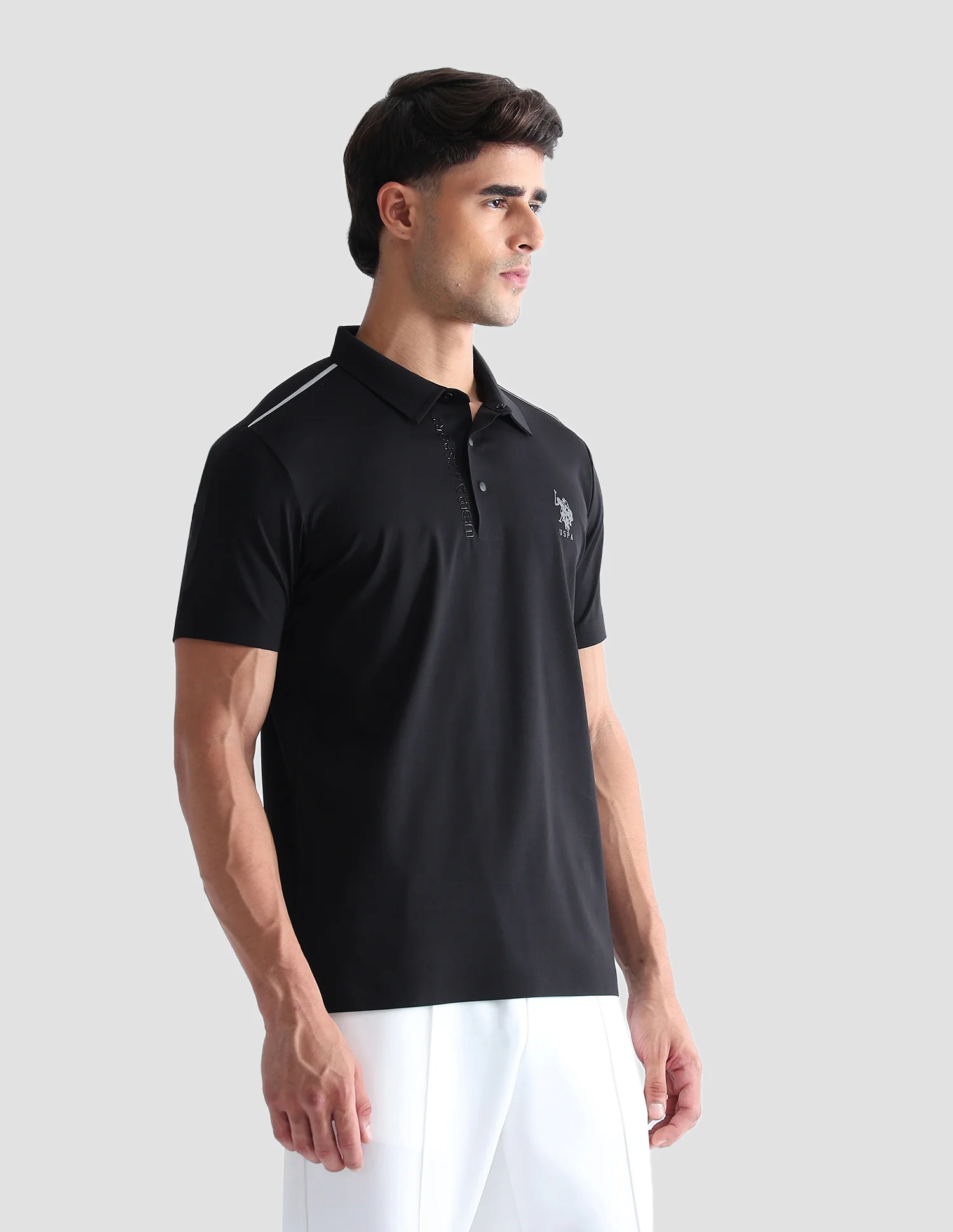 Solid Regular Fit Active Polo Shirt - Image 4