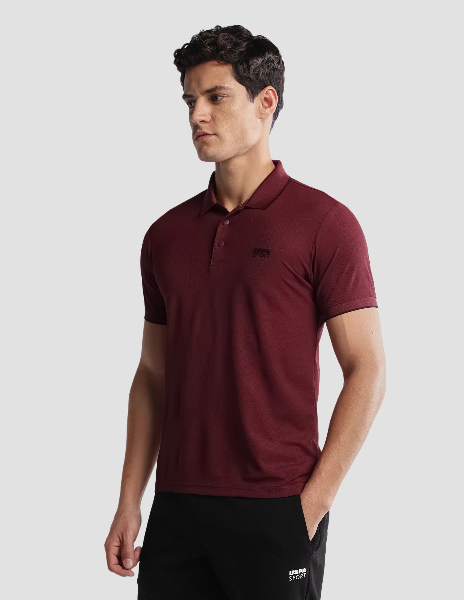 Solid Regular Fit Active Polo Shirt - Image 4