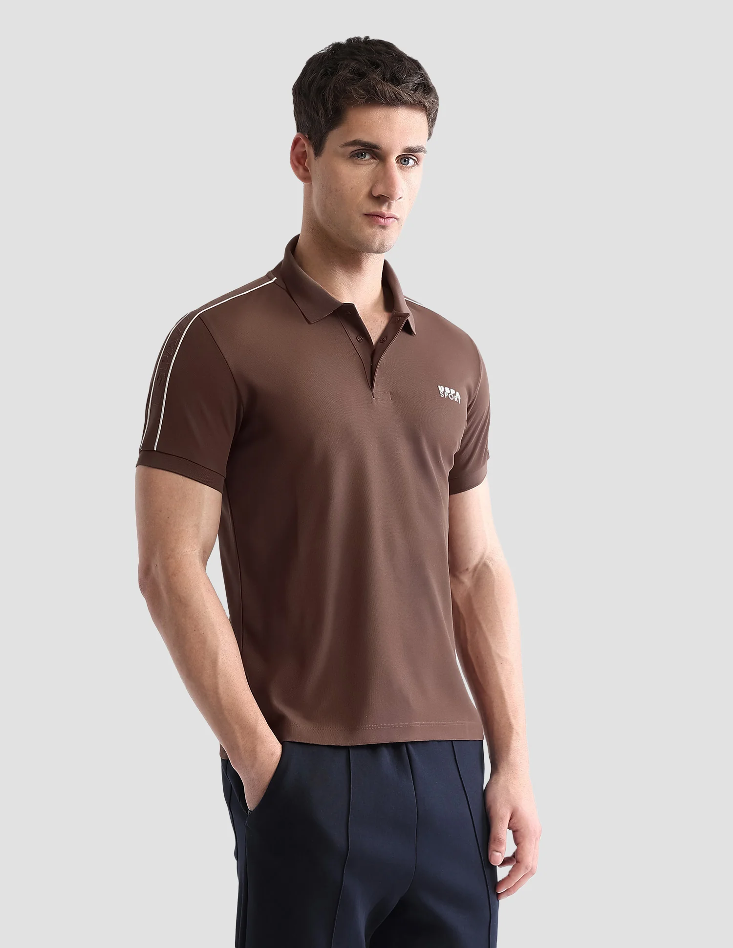 Solid Regular Fit Active Polo Shirt - Image 4
