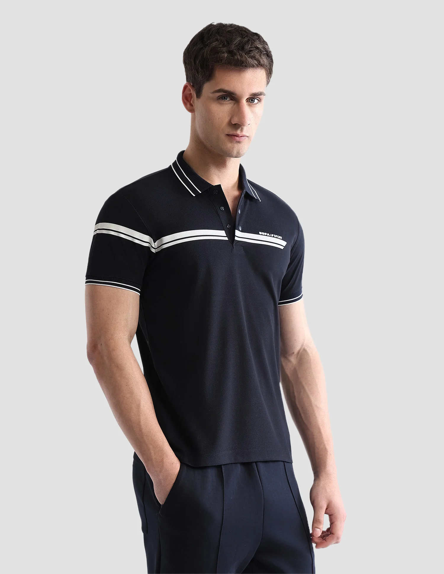 Solid Regular Fit Active Polo Shirt - Image 4