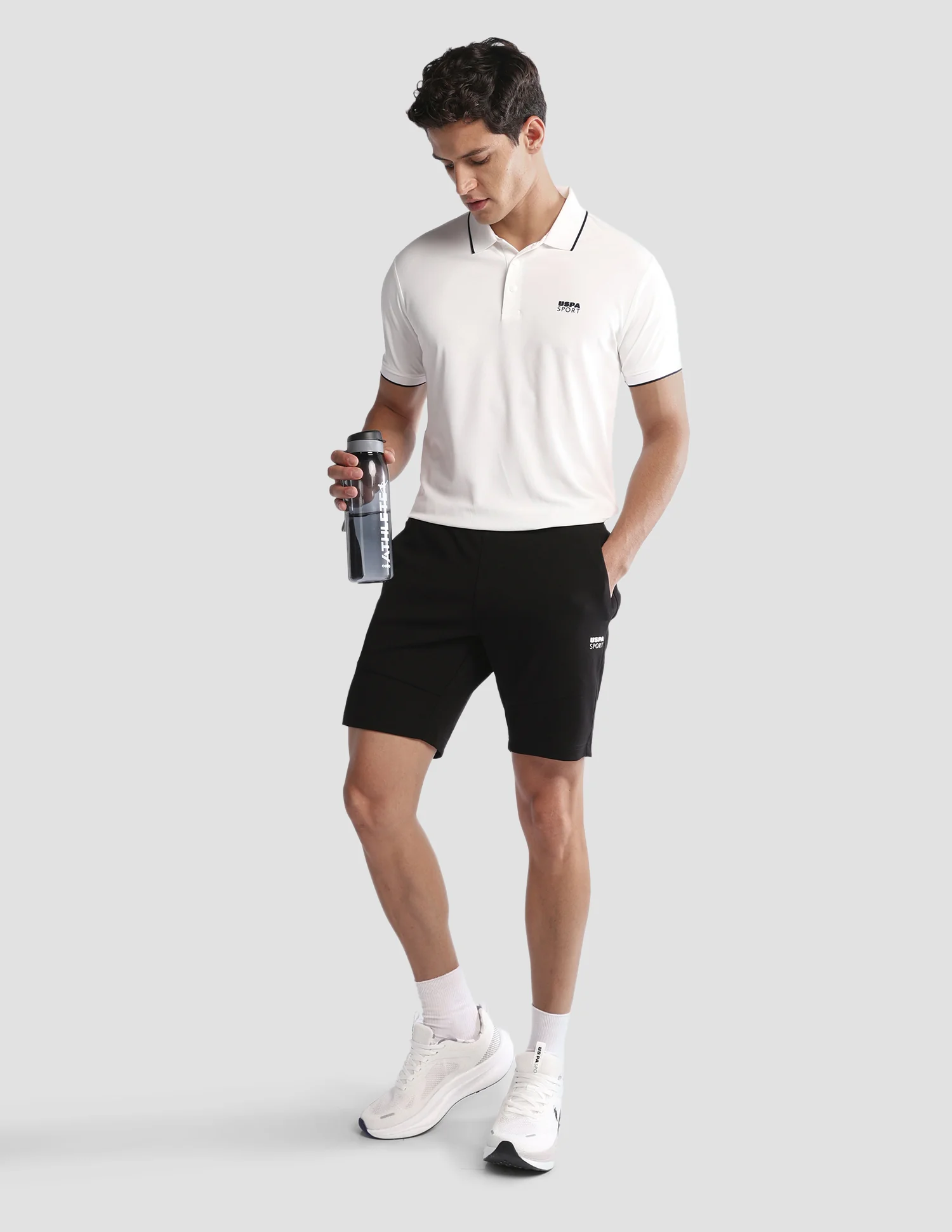 Solid Regular Fit Active Shorts - Image 3