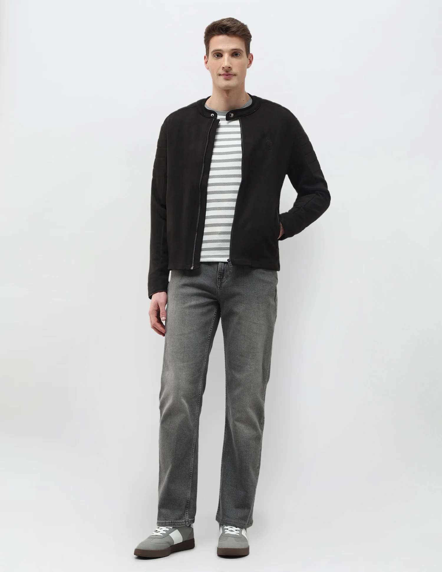 Solid Regular Fit Biker Jacket - Image 3