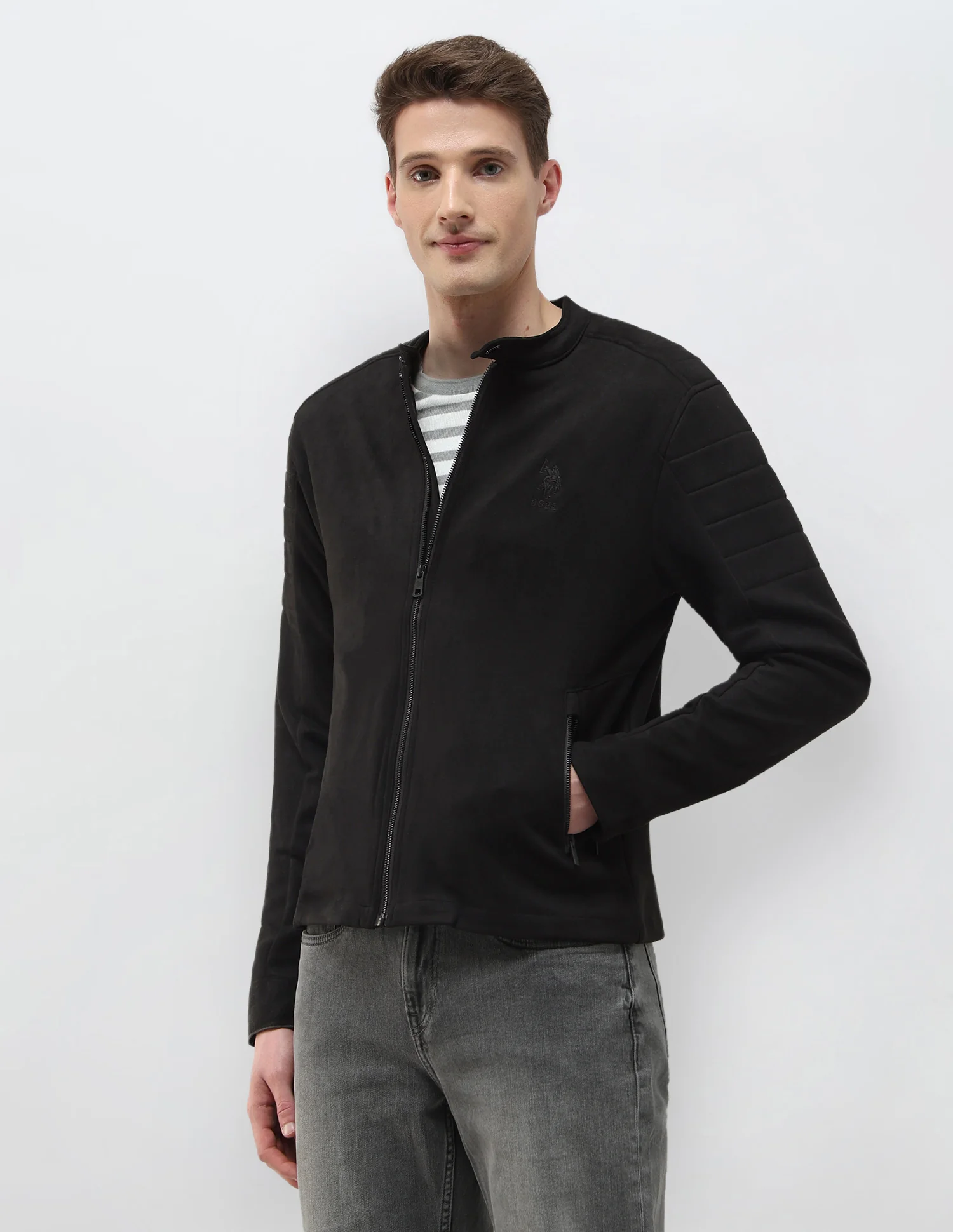 Solid Regular Fit Biker Jacket - Image 4