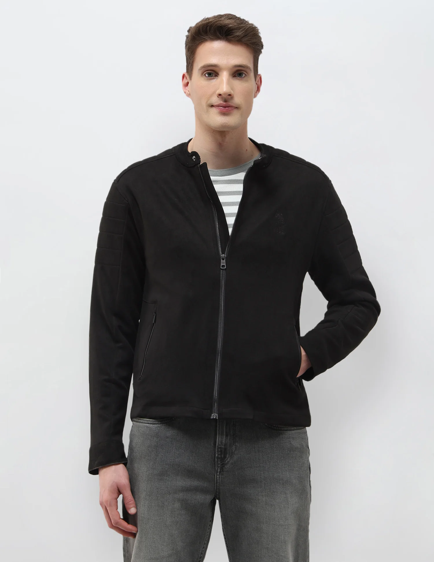 Solid Regular Fit Biker Jacket - Image 6