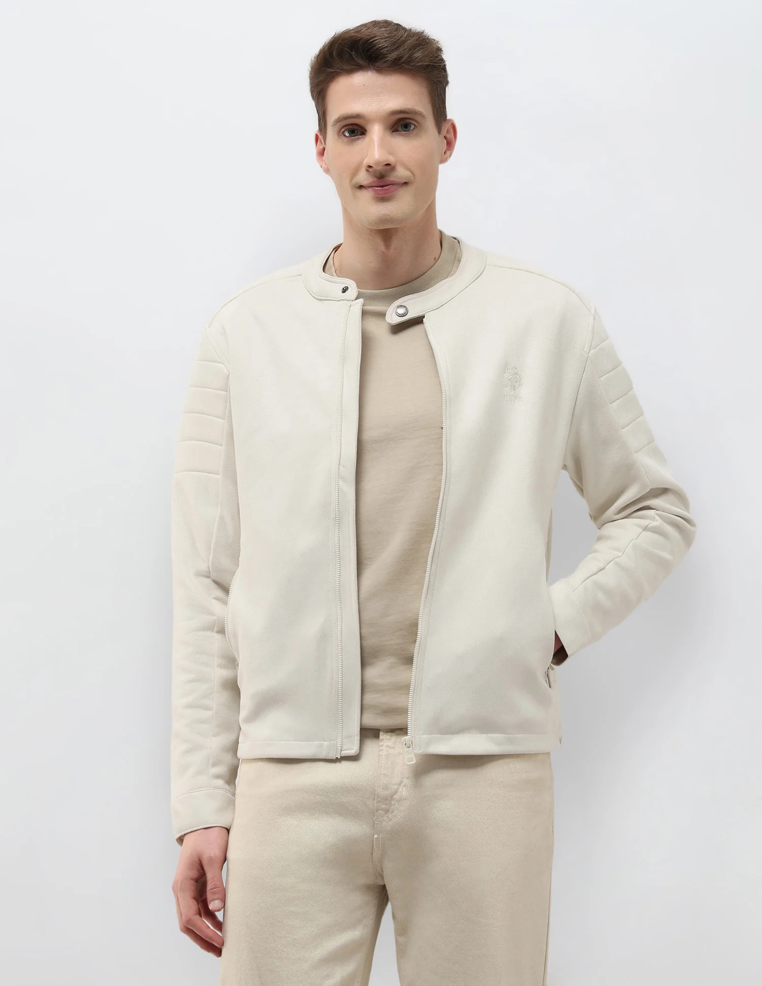 Solid Regular Fit Biker Jacket