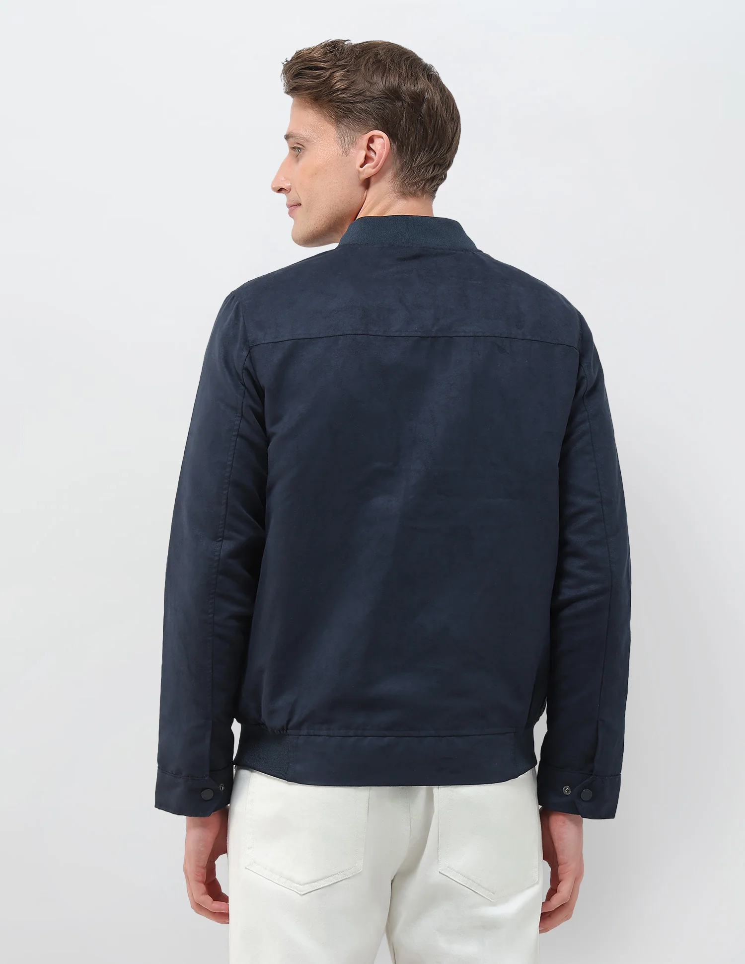 Solid Regular Fit Bomber Jacket - Image 5
