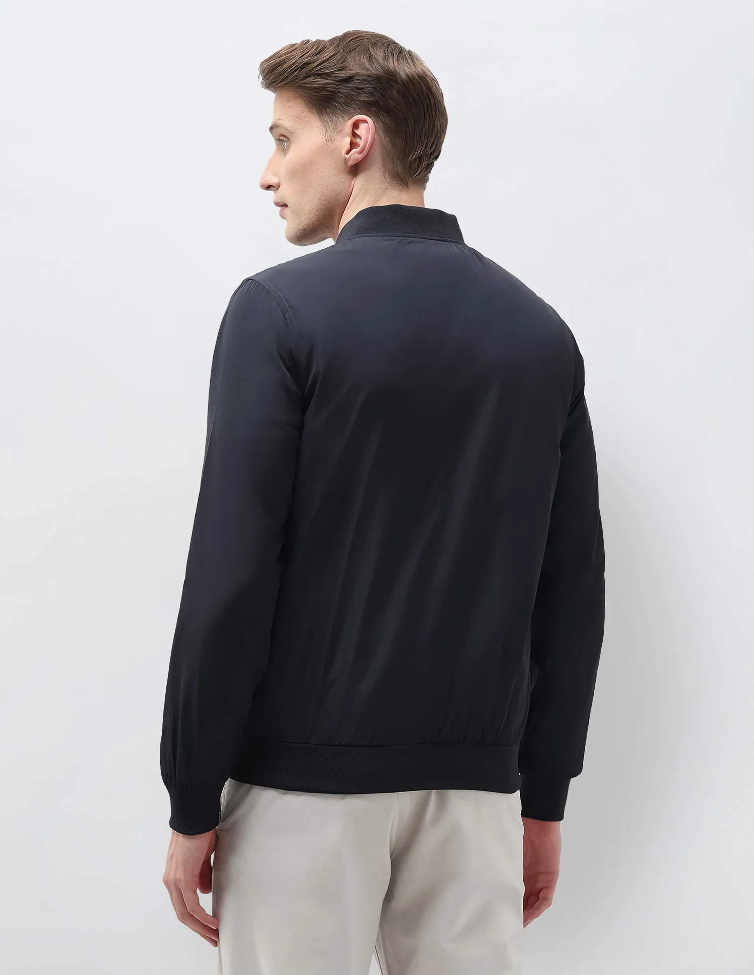 Solid Regular Fit Bomber Jacket - Image 5