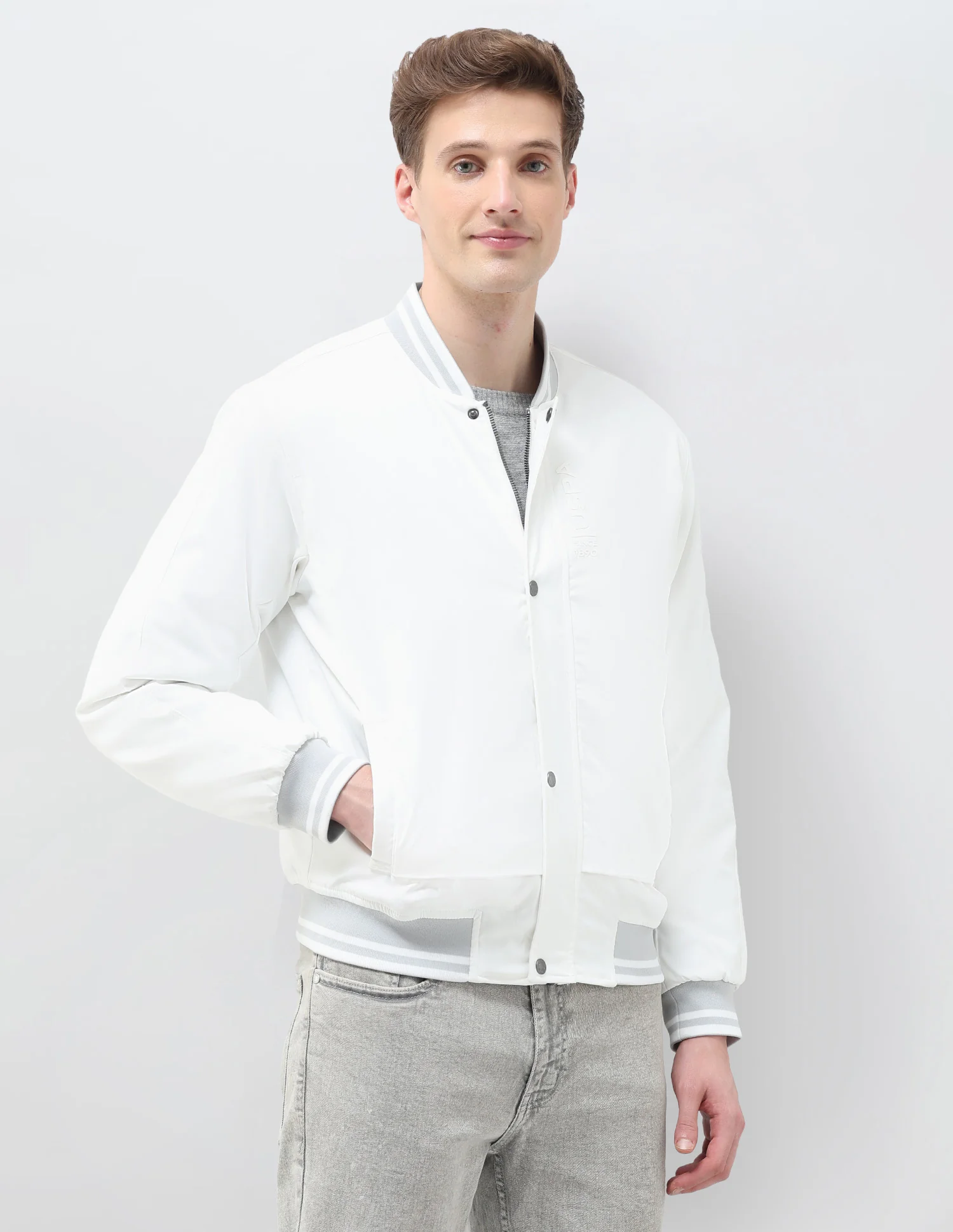Solid Regular Fit Bomber Jacket - Image 4