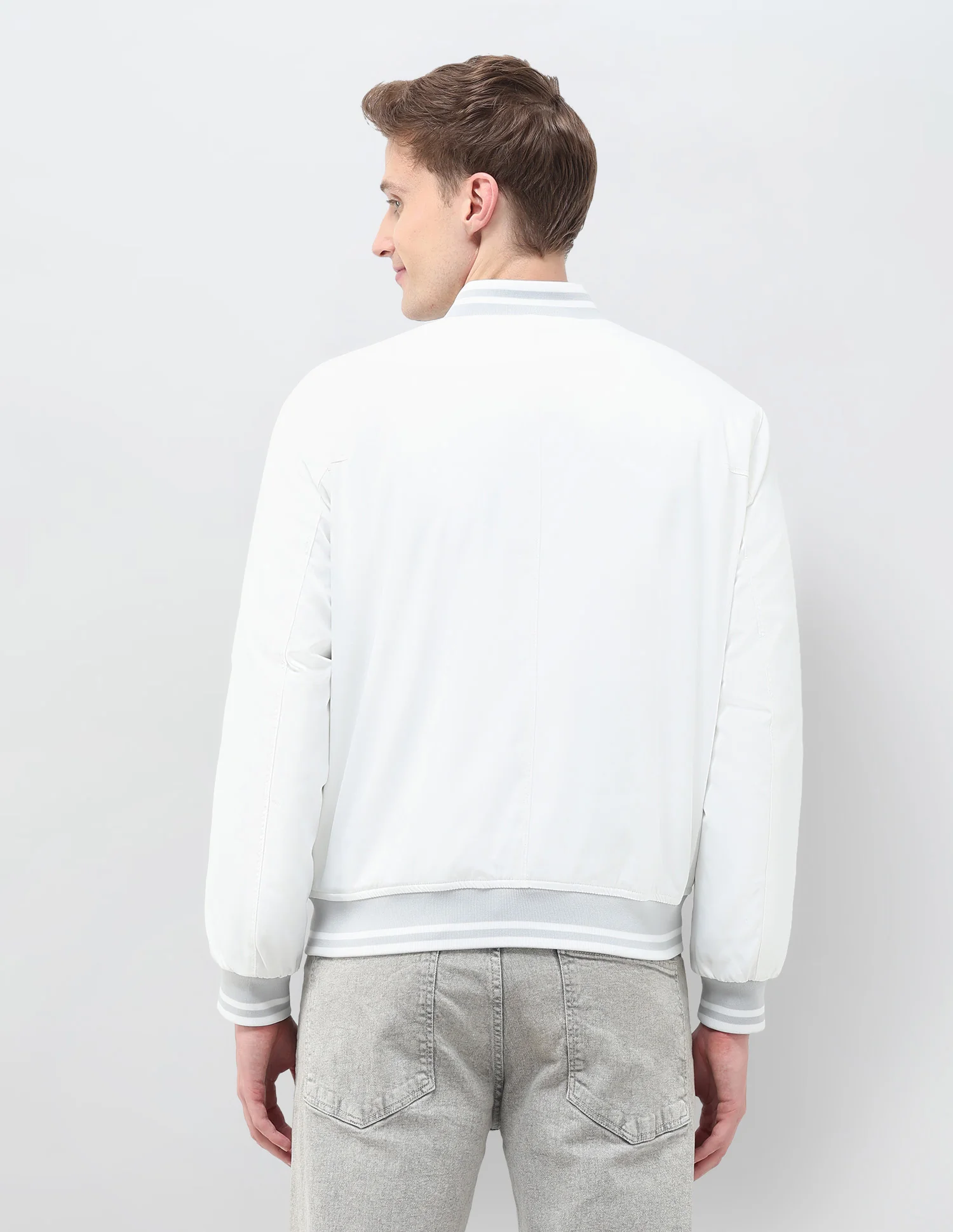 Solid Regular Fit Bomber Jacket - Image 5