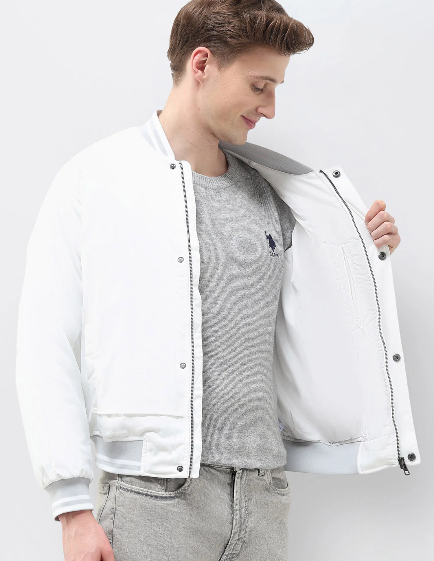 Solid Regular Fit Bomber Jacket - Image 9