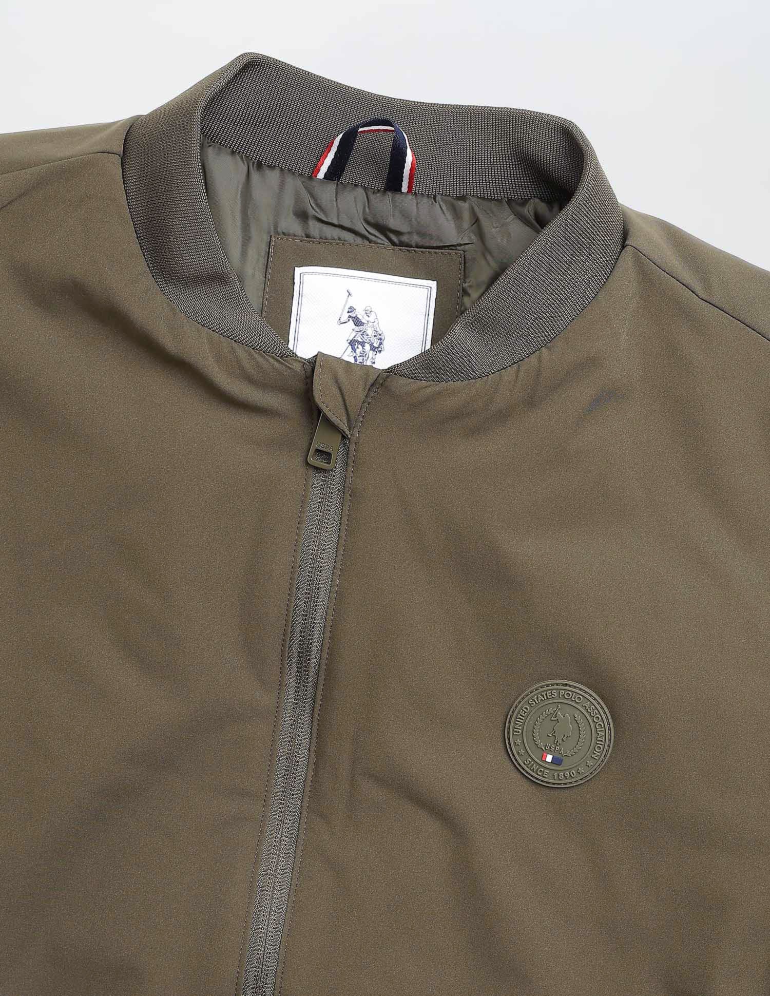 Solid Regular Fit Bomber Jacket - Image 2