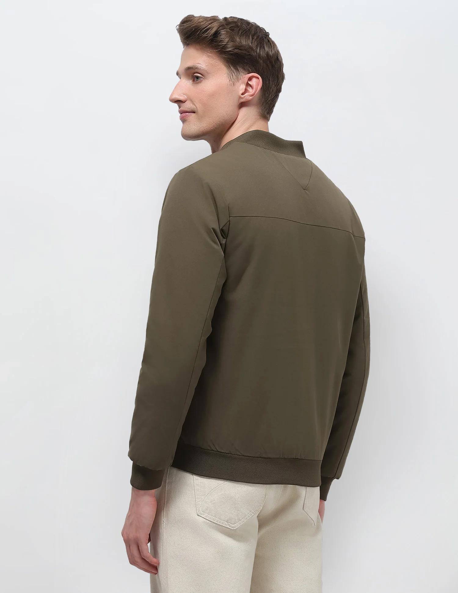 Solid Regular Fit Bomber Jacket - Image 5