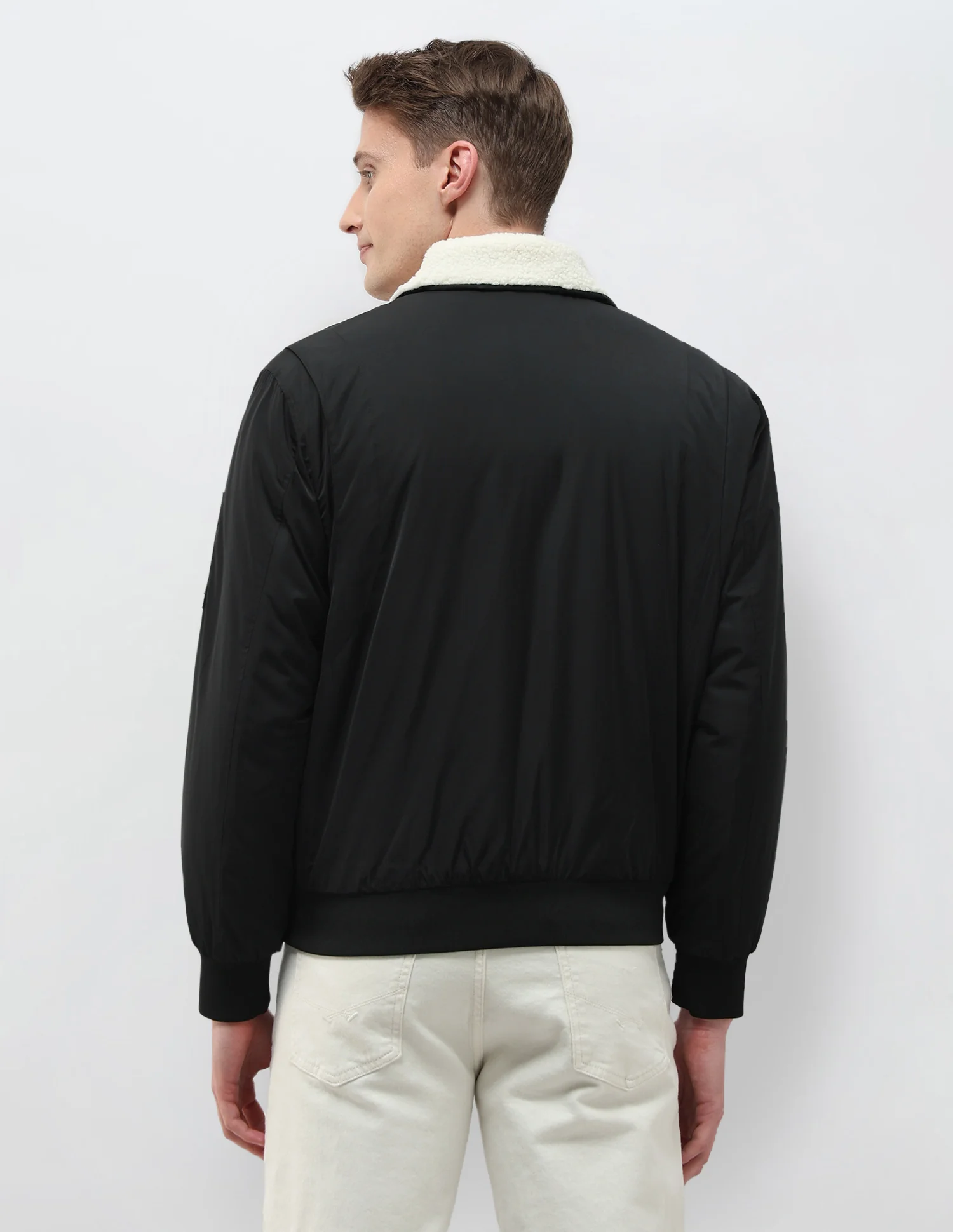 Solid Regular Fit Bomber Jacket - Image 5