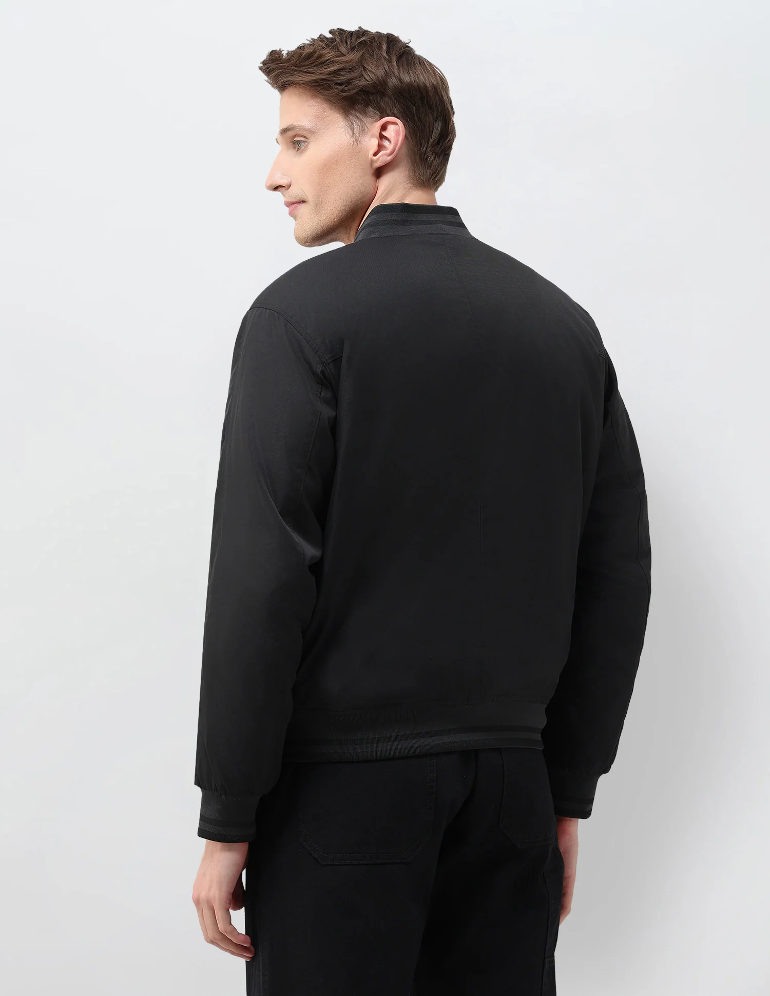 Solid Regular Fit Bomber Jacket - Image 5