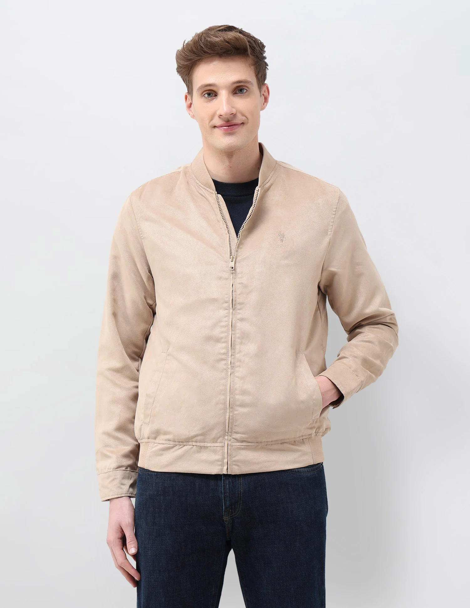 Solid Regular Fit Bomber Jacket - Image 6