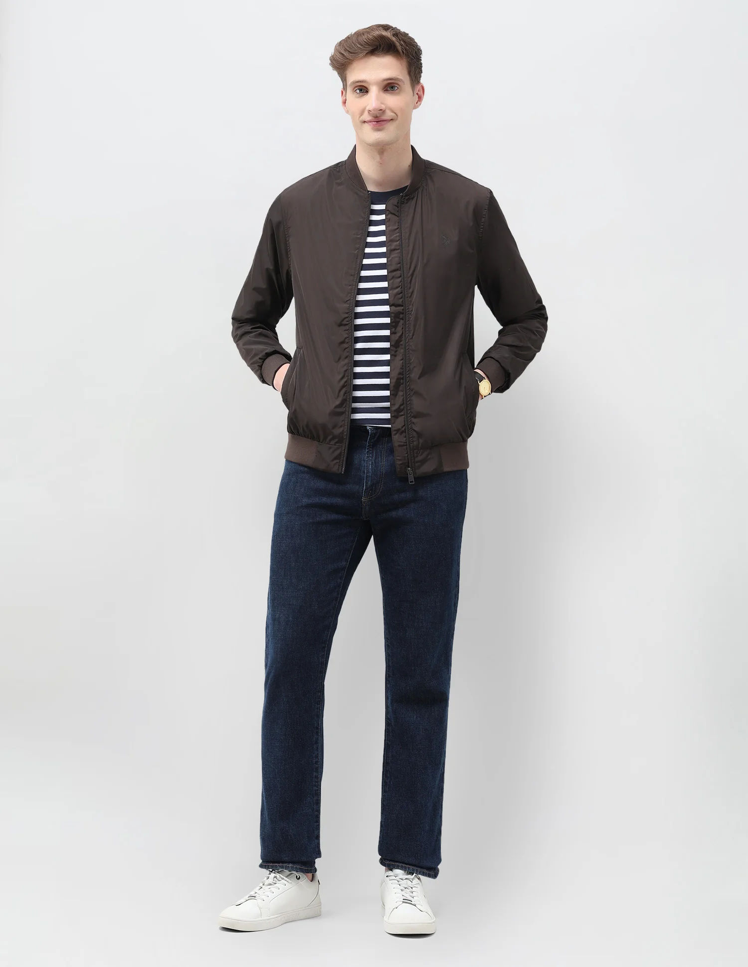 Solid Regular Fit Bomber Jacket - Image 3