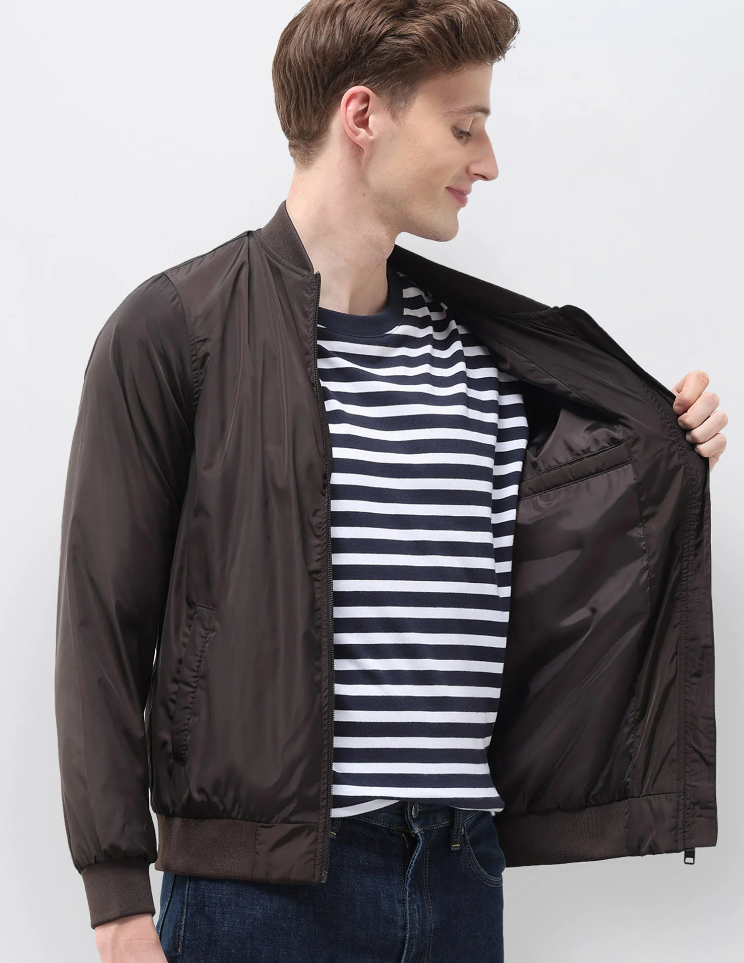 Solid Regular Fit Bomber Jacket - Image 8