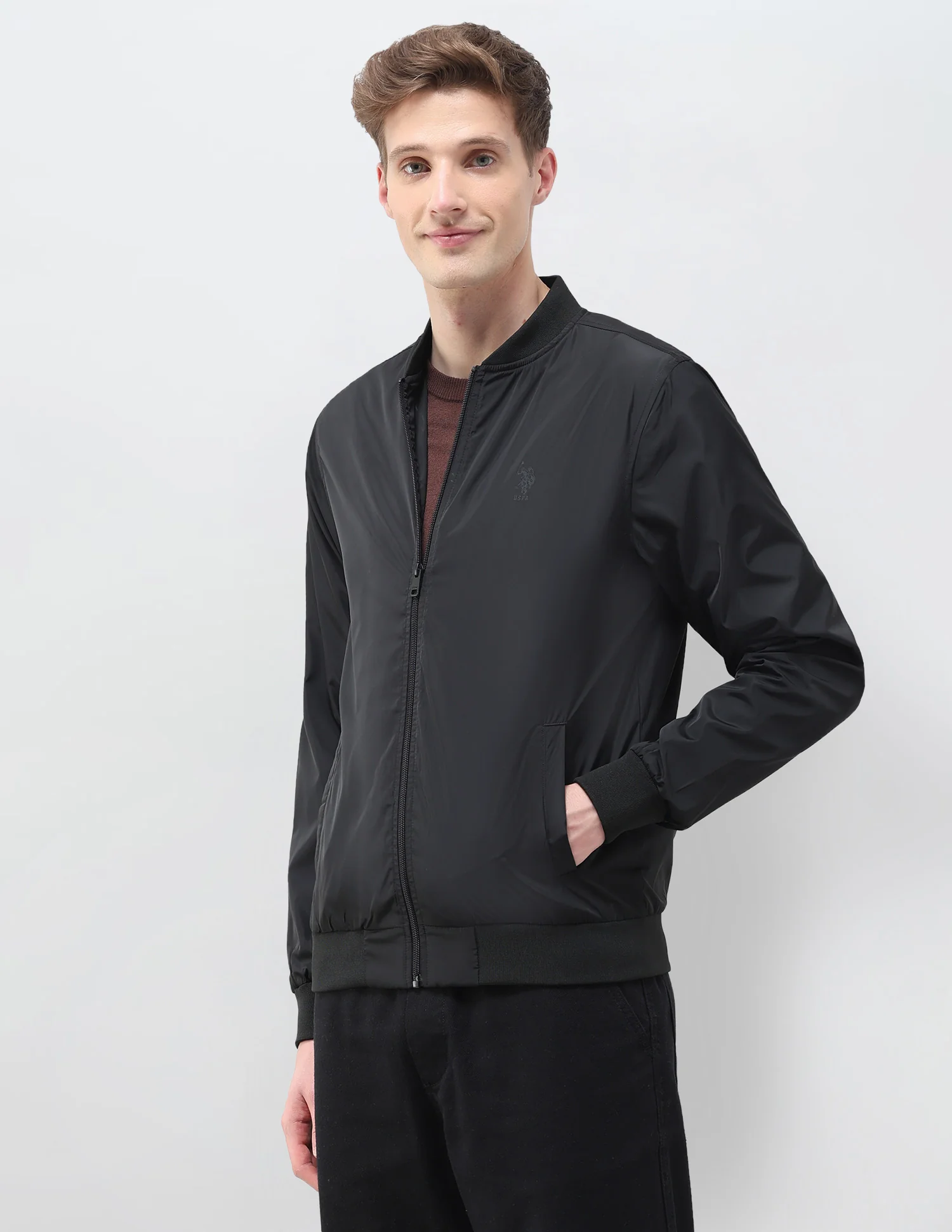 Solid Regular Fit Bomber Jacket - Image 4
