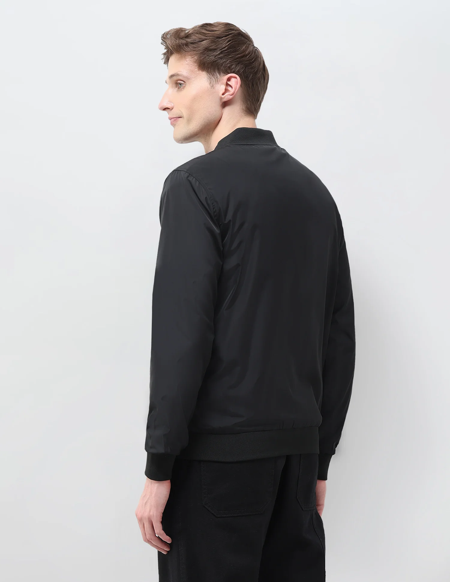 Solid Regular Fit Bomber Jacket - Image 5