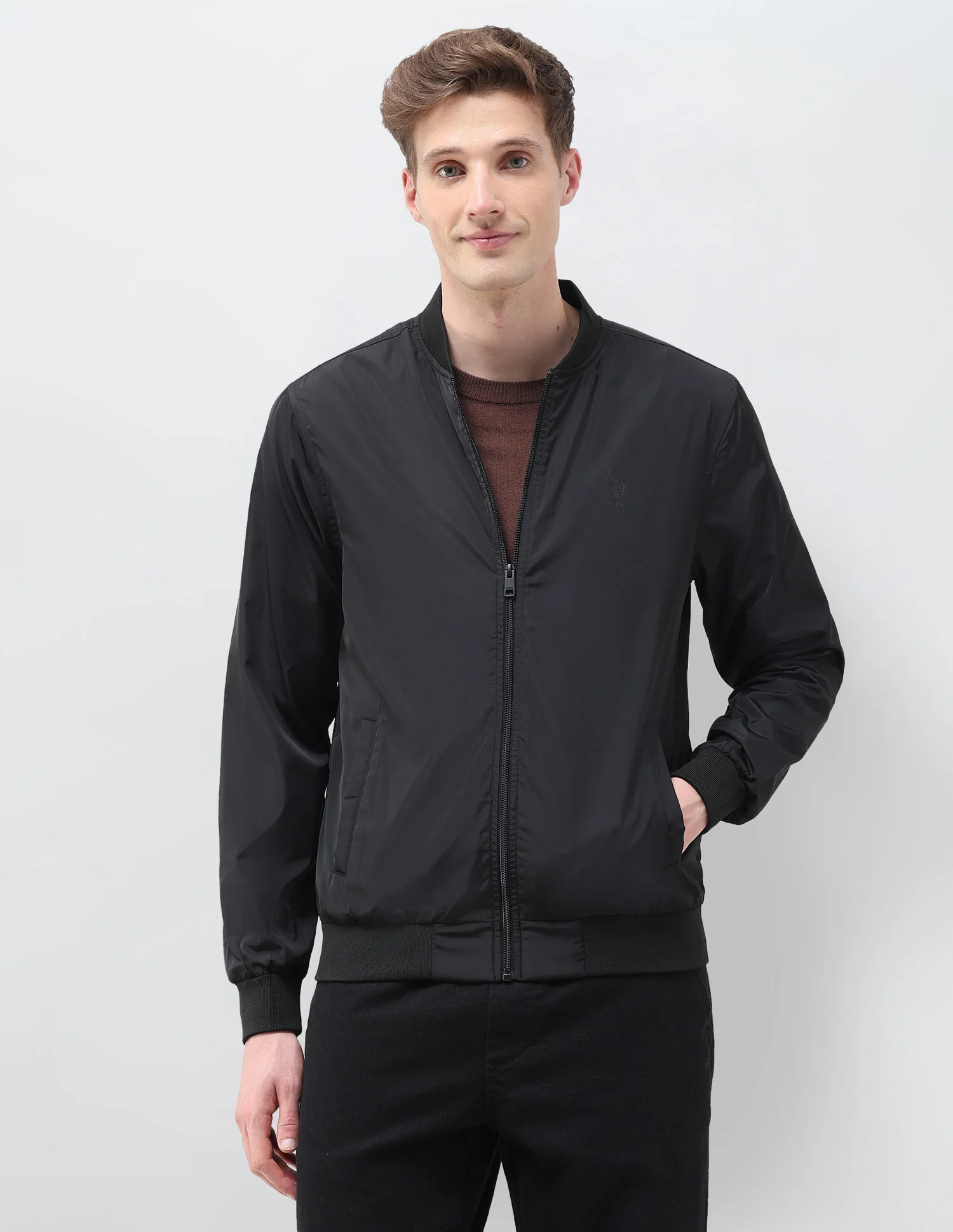 Solid Regular Fit Bomber Jacket - Image 6
