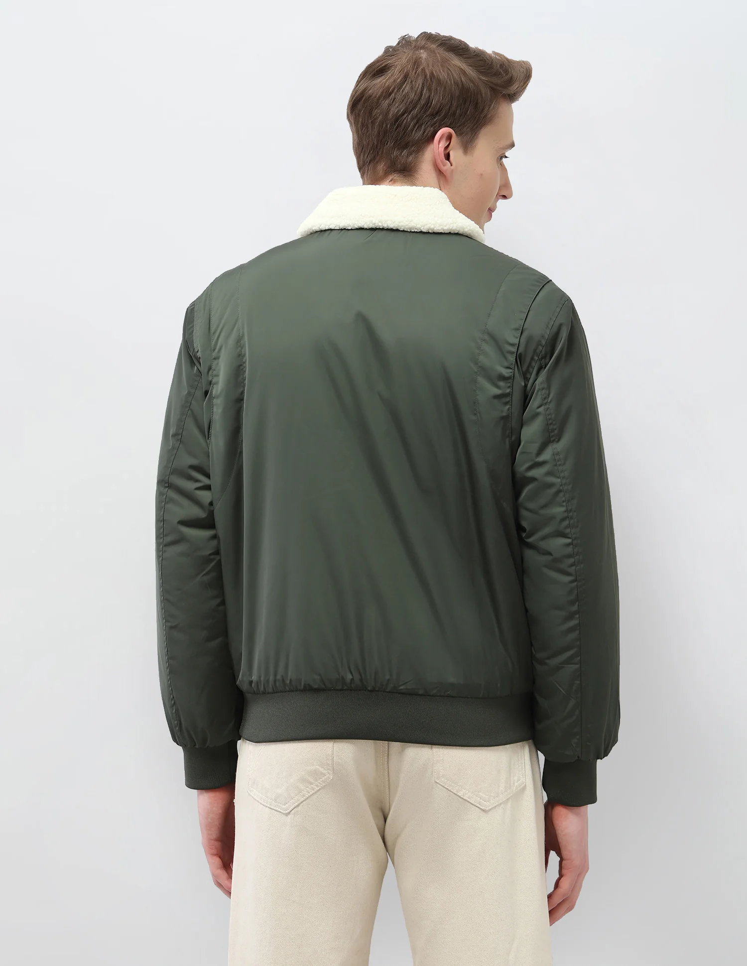 Solid Regular Fit Bomber Jacket - Image 5