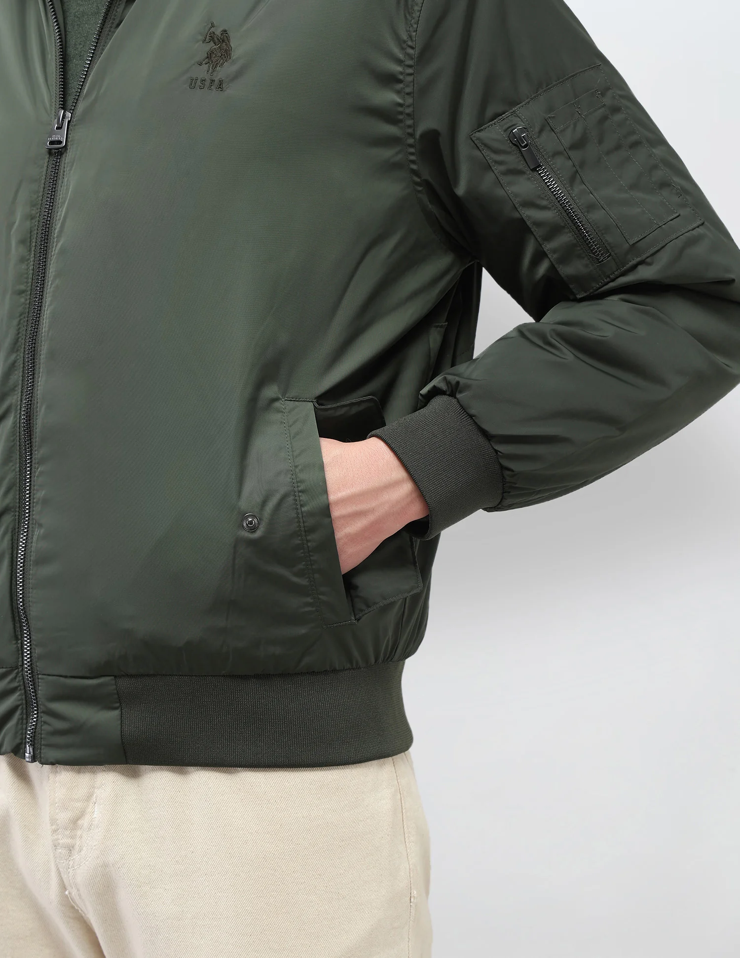 Solid Regular Fit Bomber Jacket - Image 8