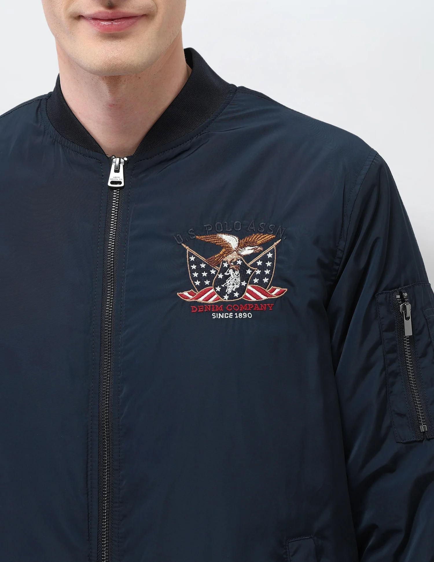 Solid Regular Fit Bomber Jacket - Image 7