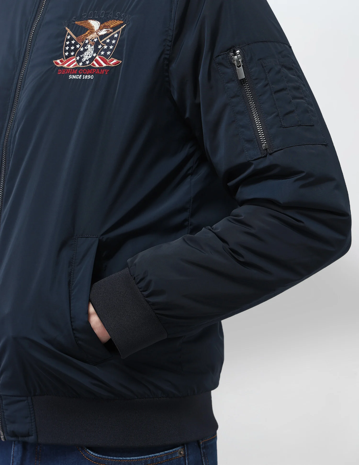 Solid Regular Fit Bomber Jacket - Image 8