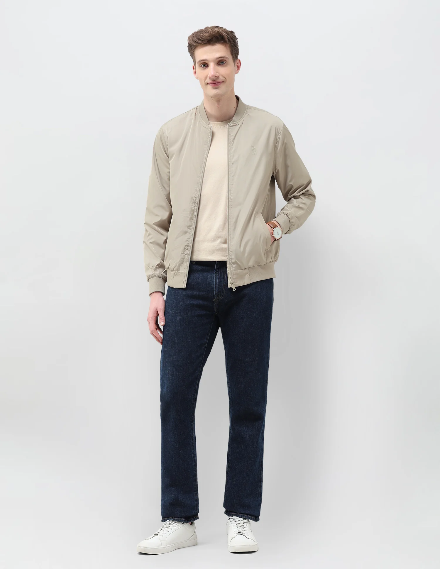 Solid Regular Fit Bomber Jacket - Image 3