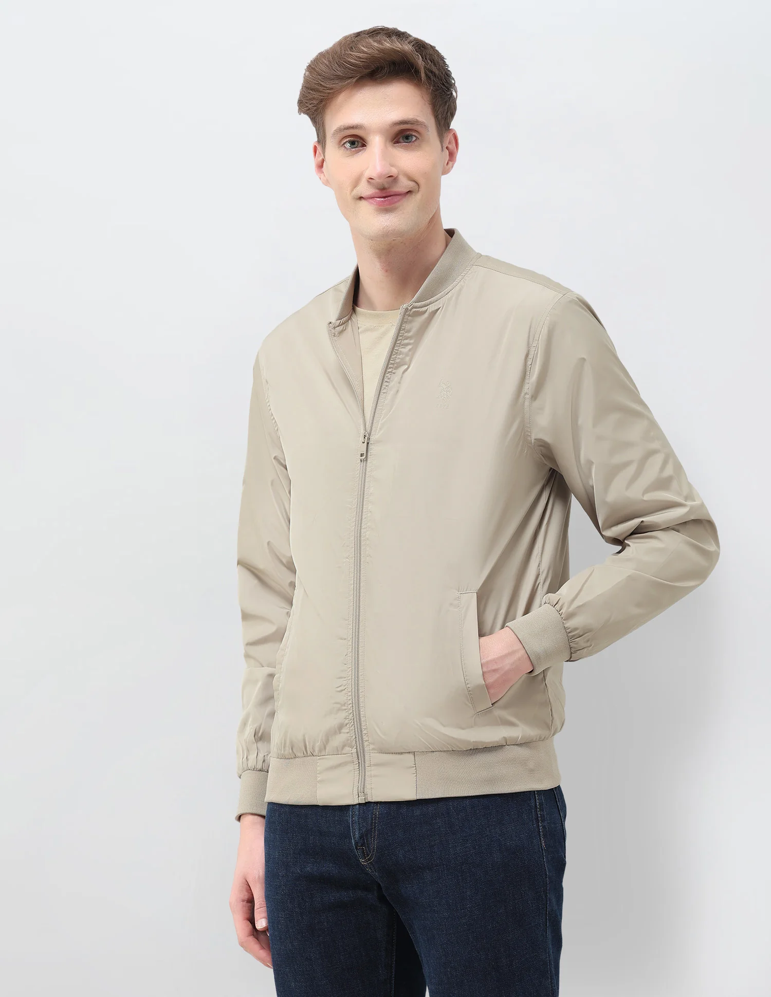 Solid Regular Fit Bomber Jacket - Image 4