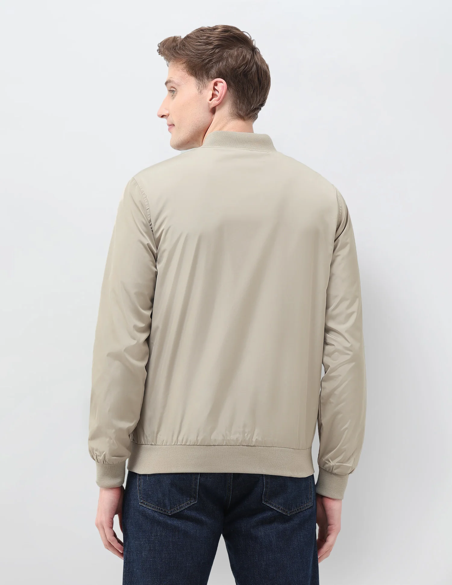 Solid Regular Fit Bomber Jacket - Image 5
