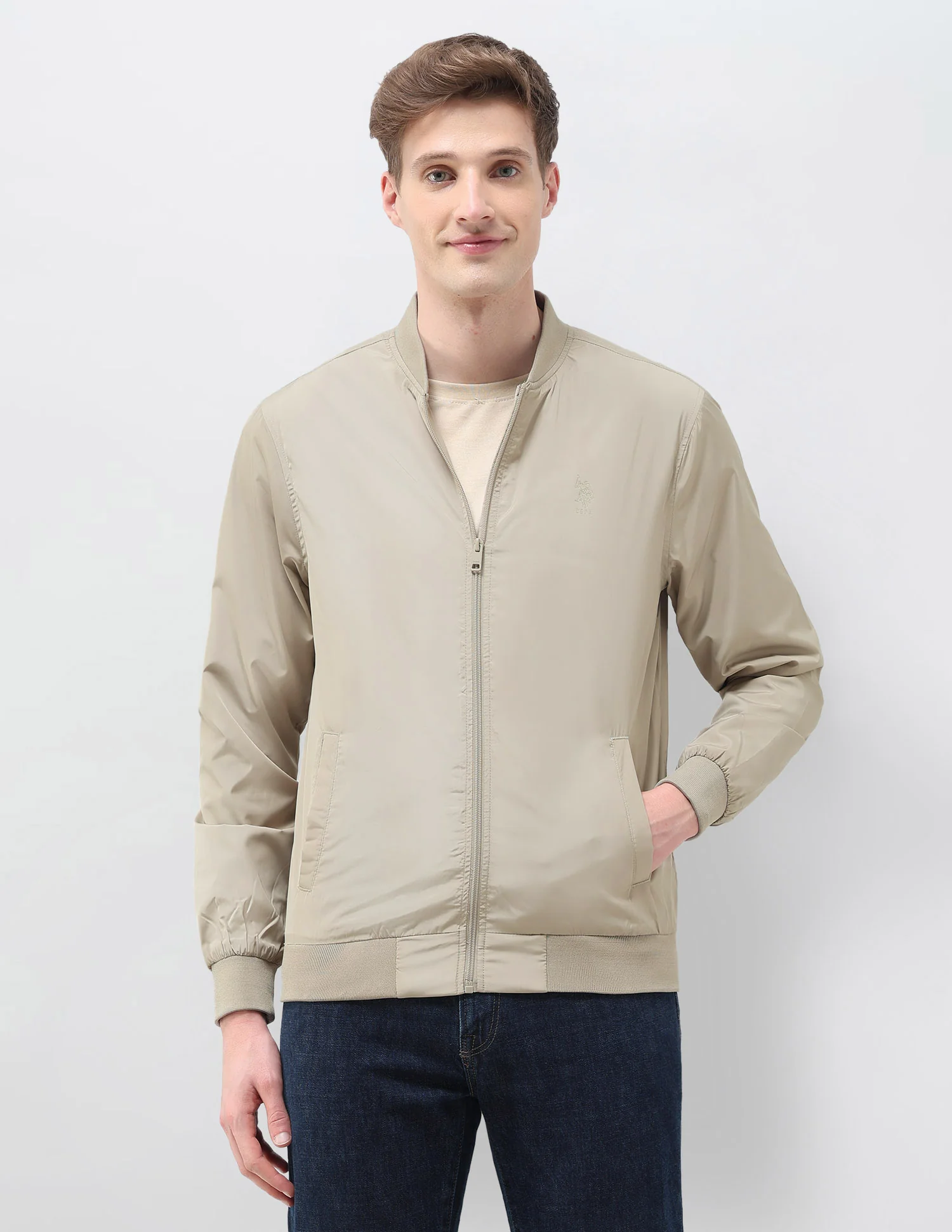 Solid Regular Fit Bomber Jacket - Image 6
