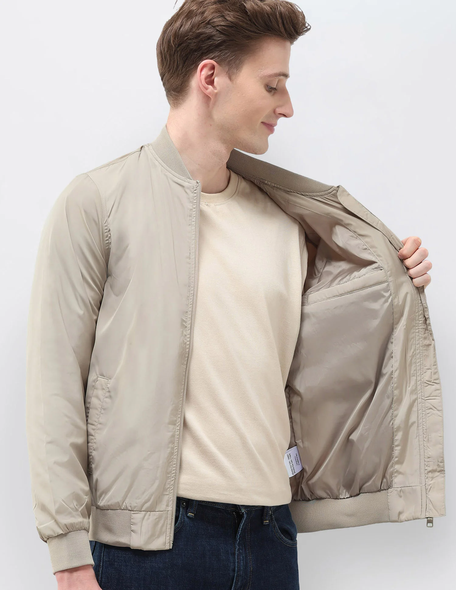 Solid Regular Fit Bomber Jacket - Image 8