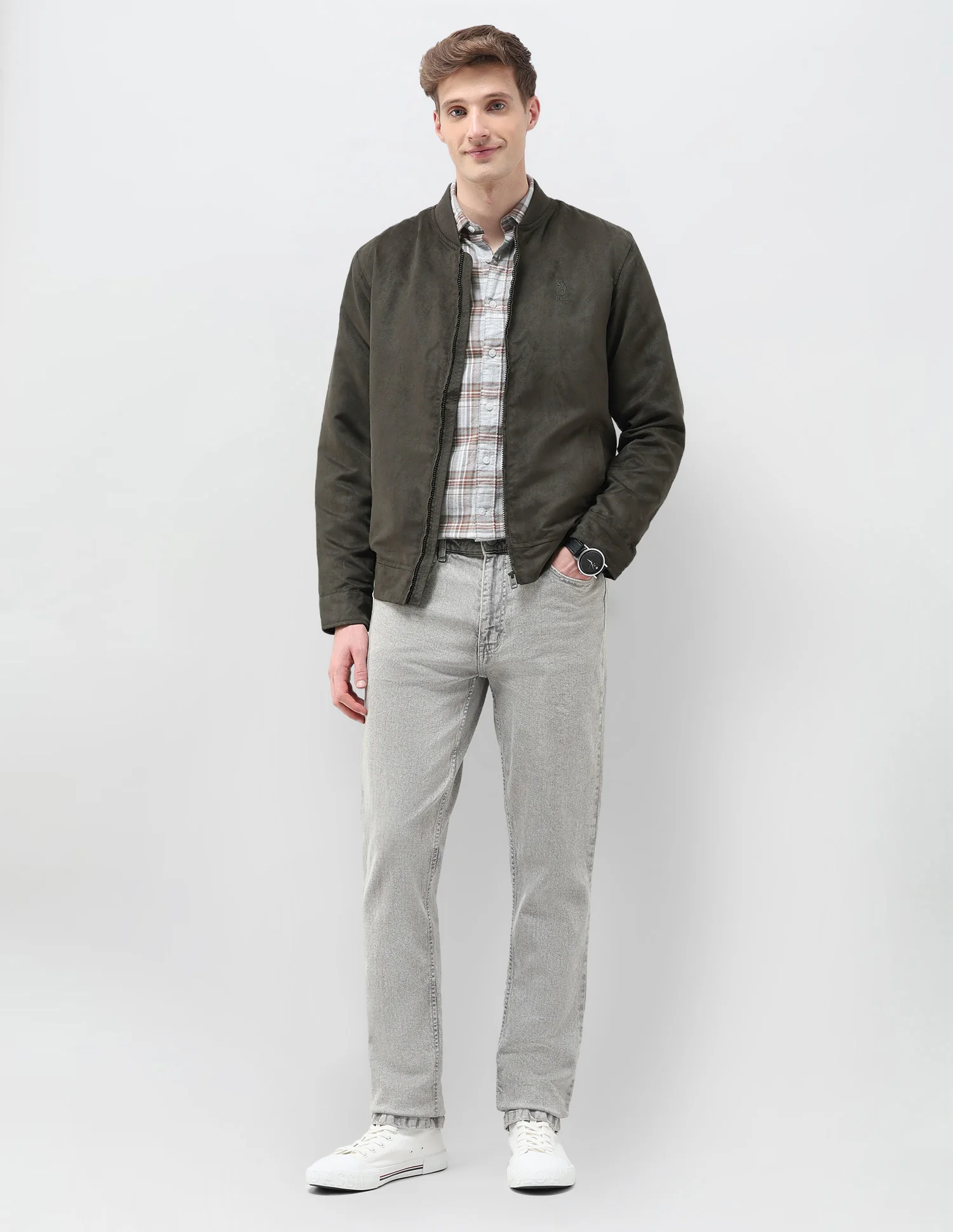 Solid Regular Fit Bomber Jacket - Image 3