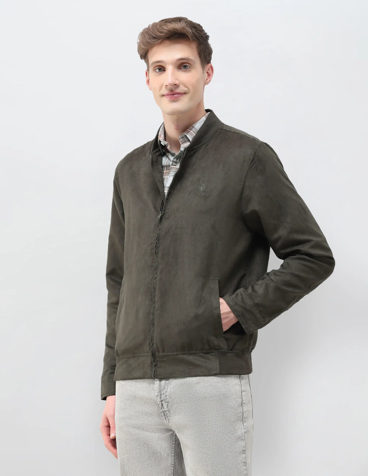 Solid Regular Fit Bomber Jacket - Image 4