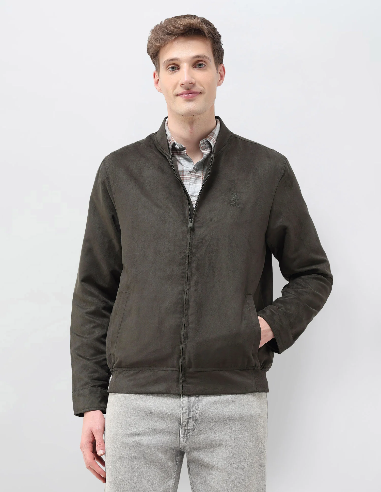 Solid Regular Fit Bomber Jacket - Image 6
