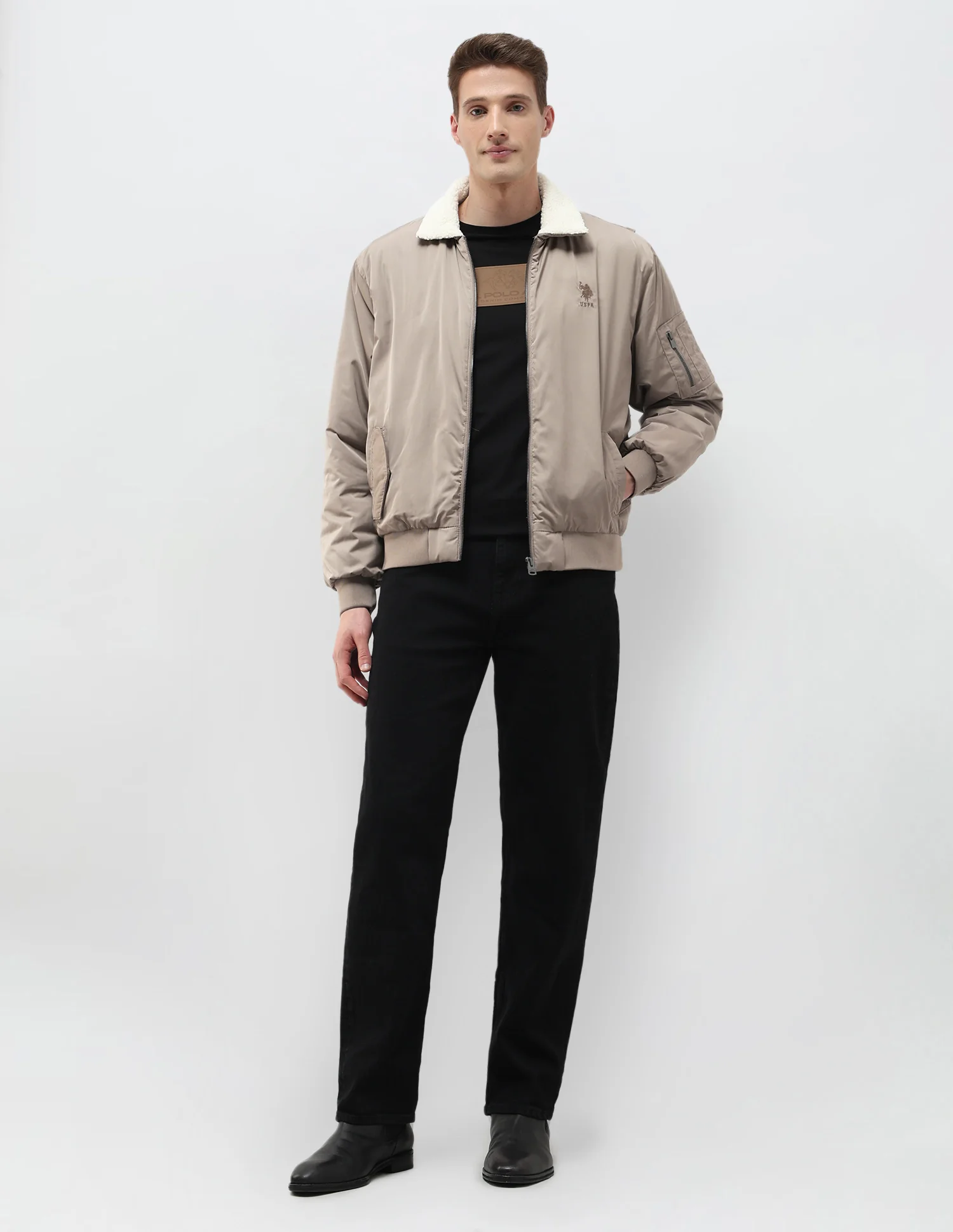 Solid Regular Fit Bomber Jacket - Image 3
