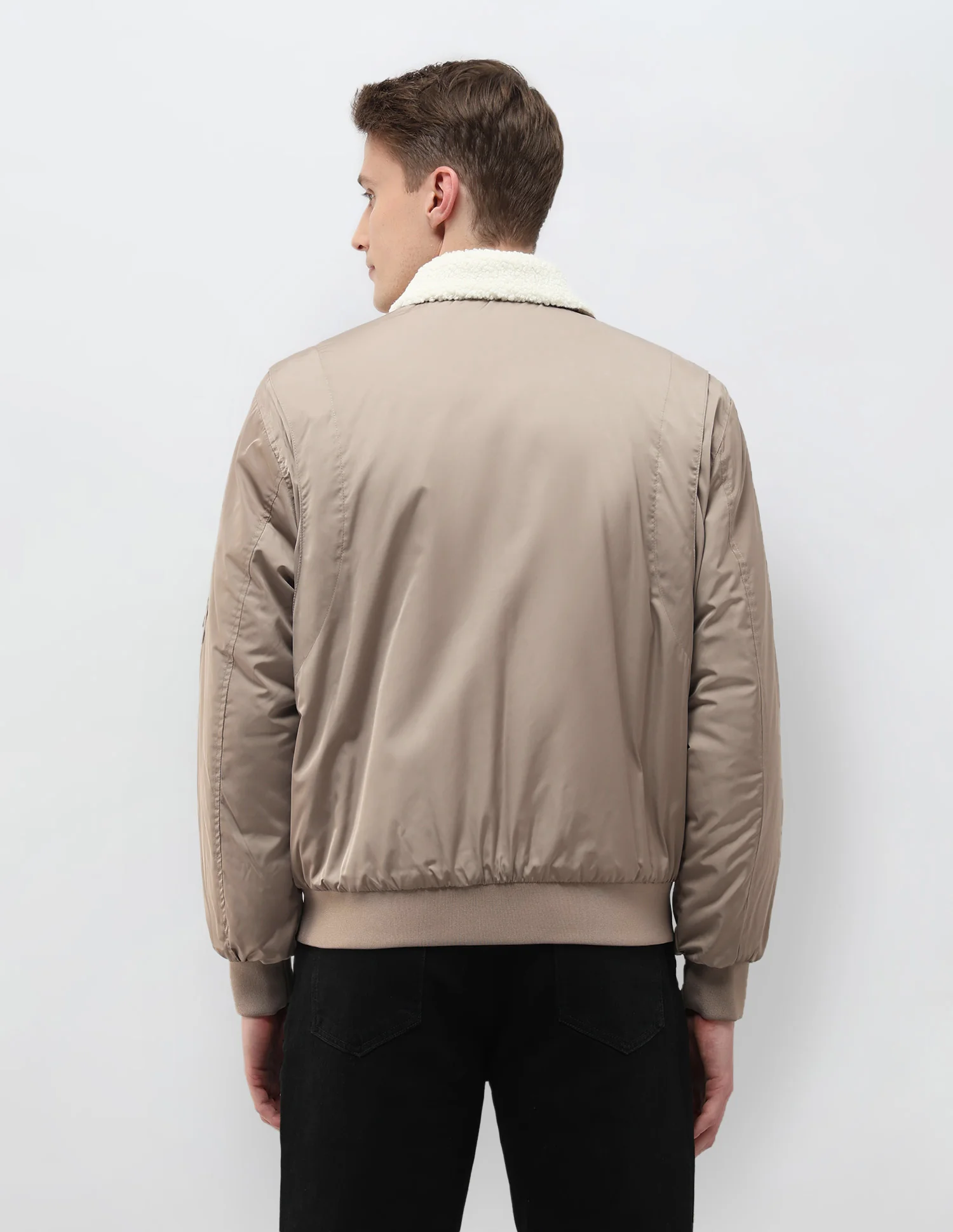 Solid Regular Fit Bomber Jacket - Image 5