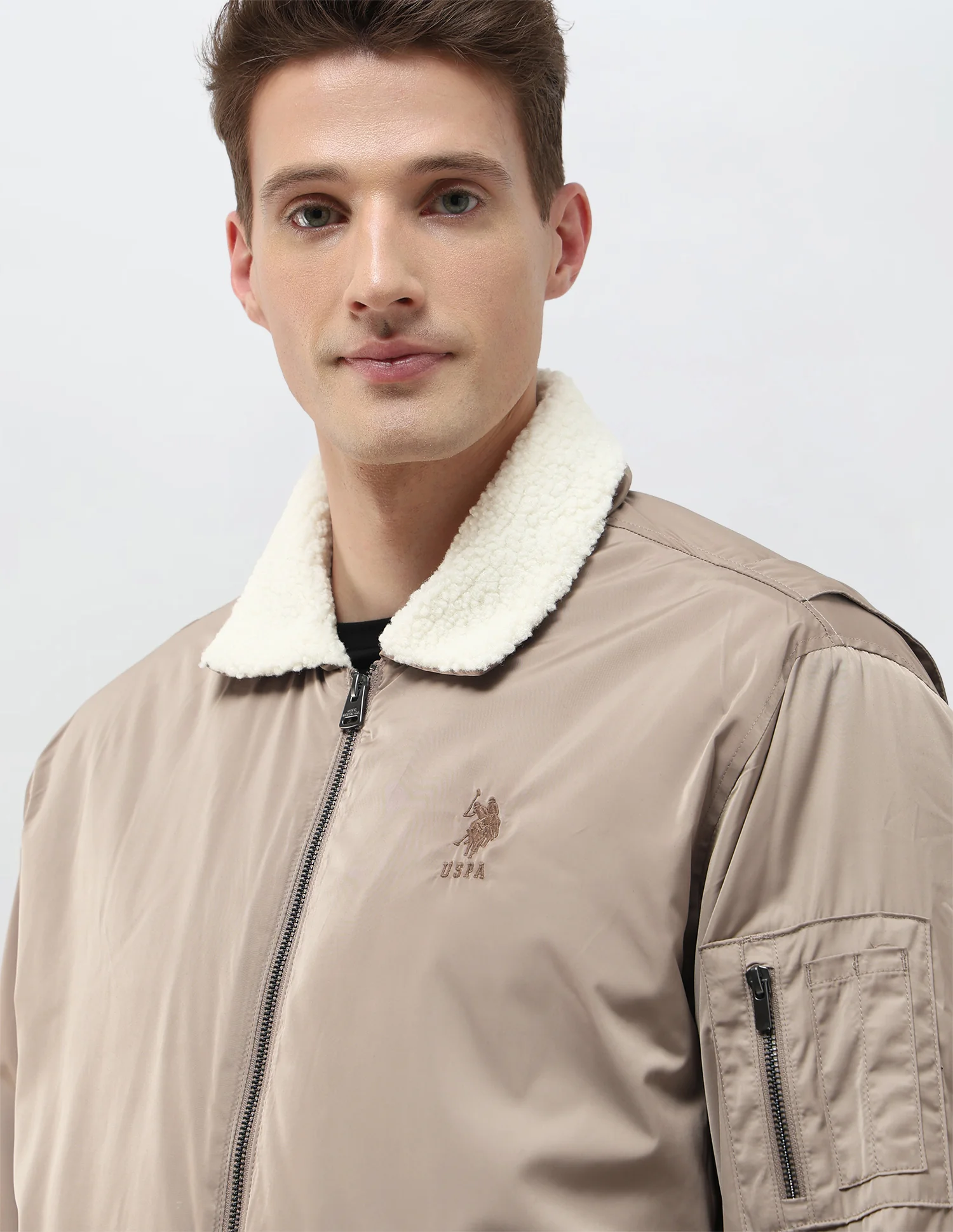 Solid Regular Fit Bomber Jacket - Image 7