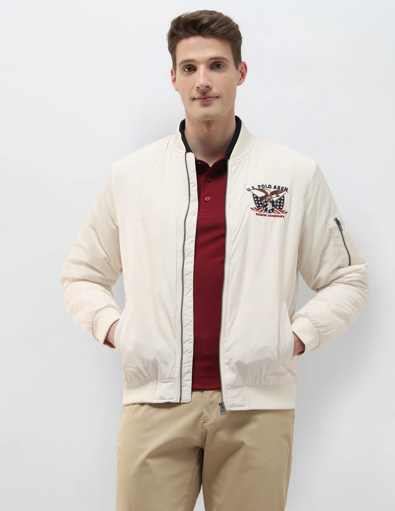 Solid Regular Fit Bomber Jacket