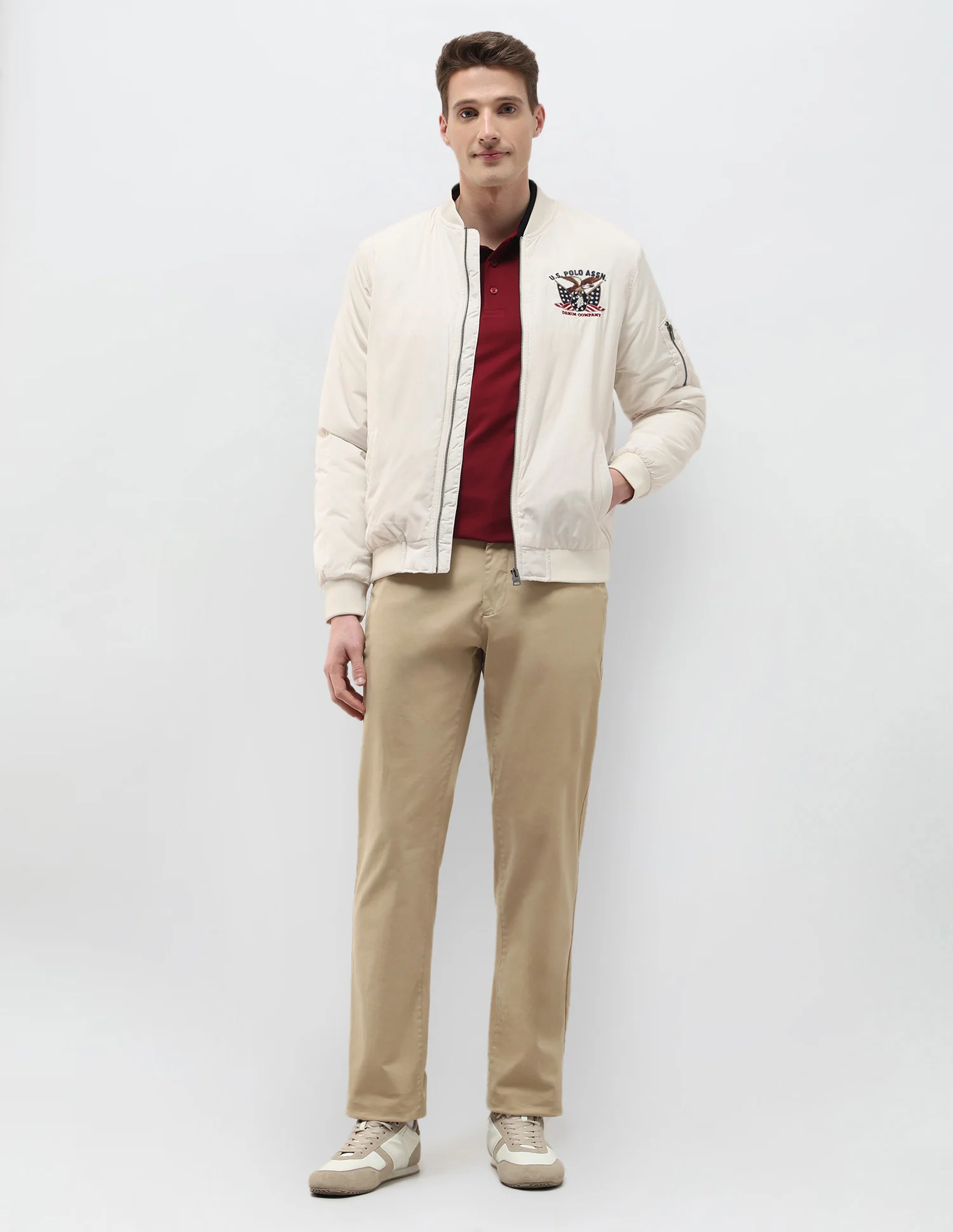 Solid Regular Fit Bomber Jacket - Image 3