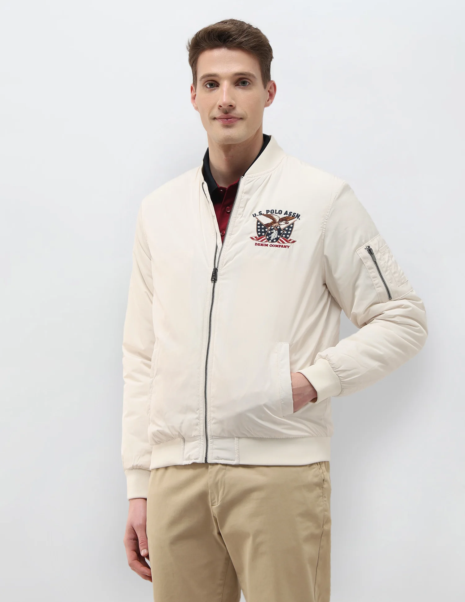 Solid Regular Fit Bomber Jacket - Image 4