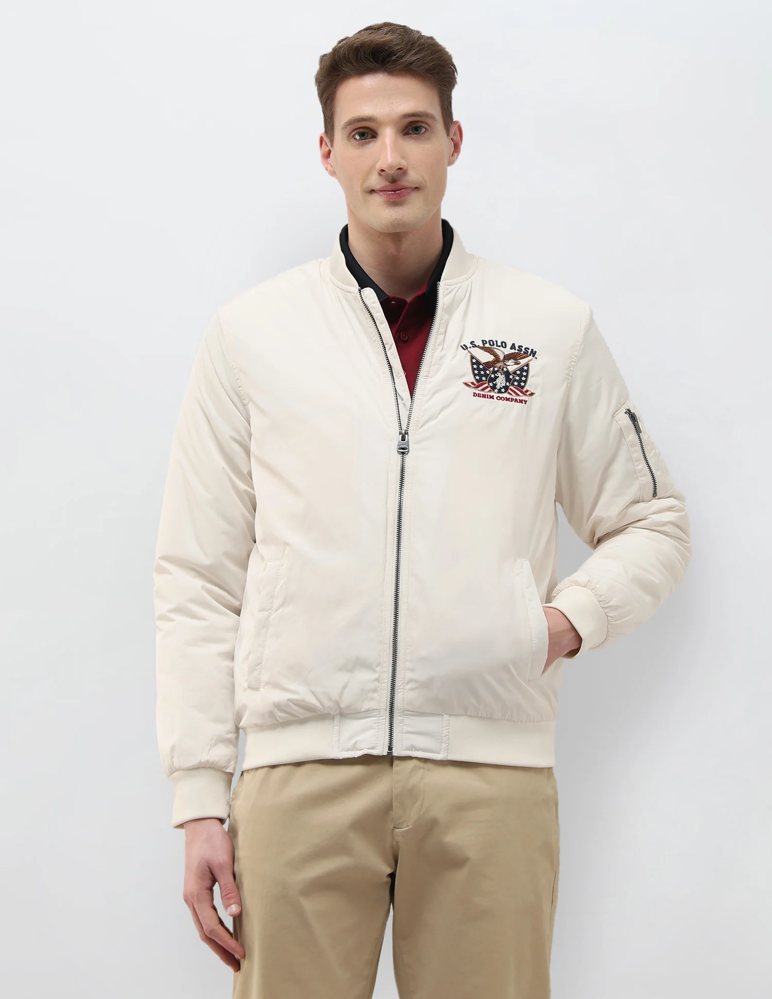 Solid Regular Fit Bomber Jacket - Image 6