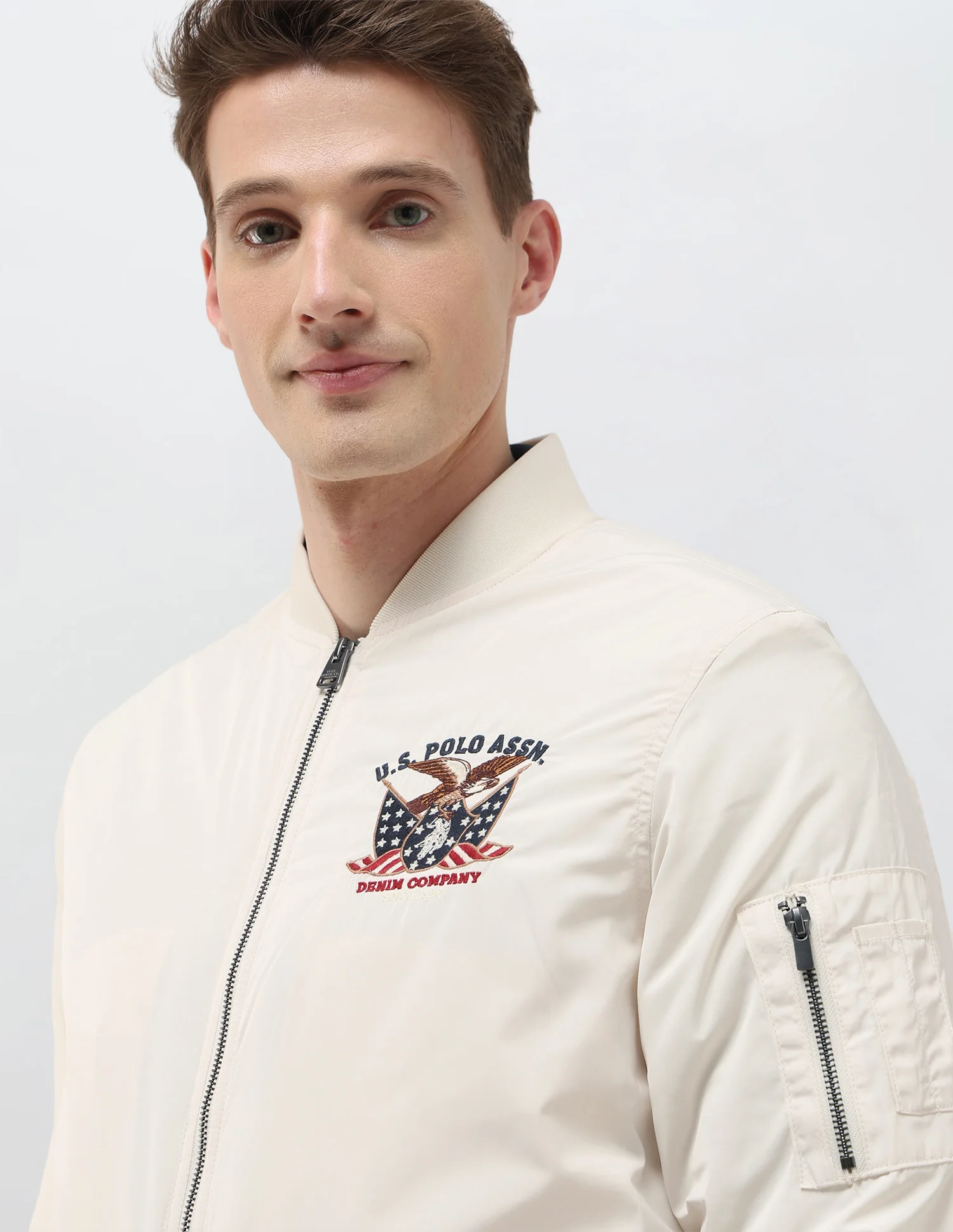 Solid Regular Fit Bomber Jacket - Image 7