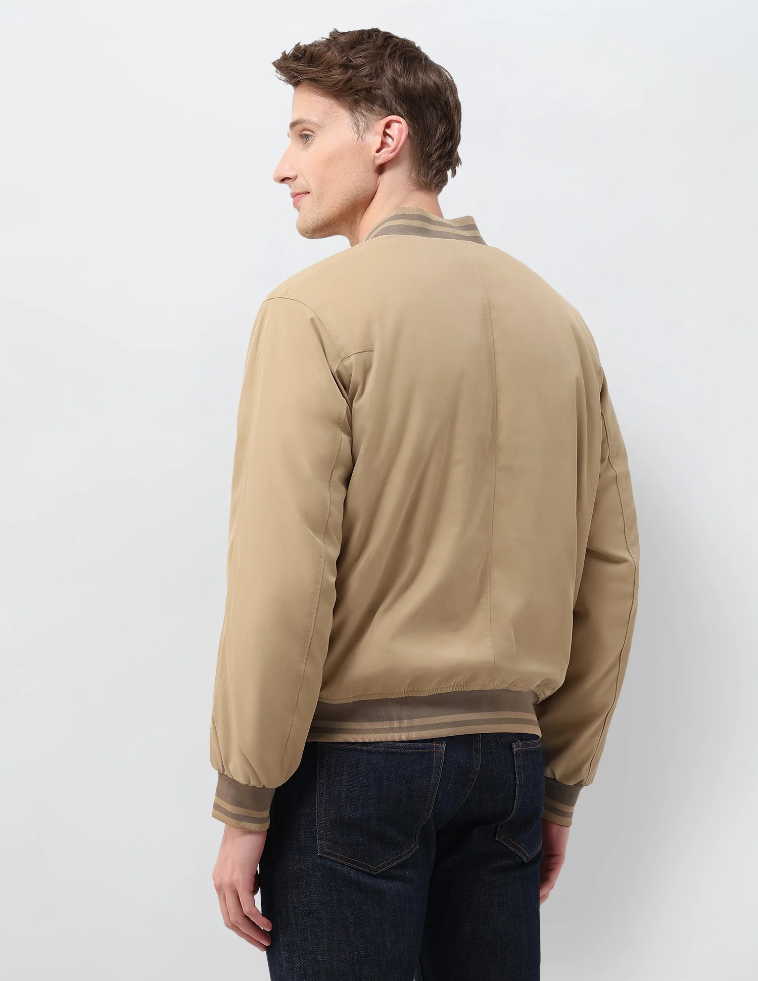 Solid Regular Fit Bomber Jacket - Image 5