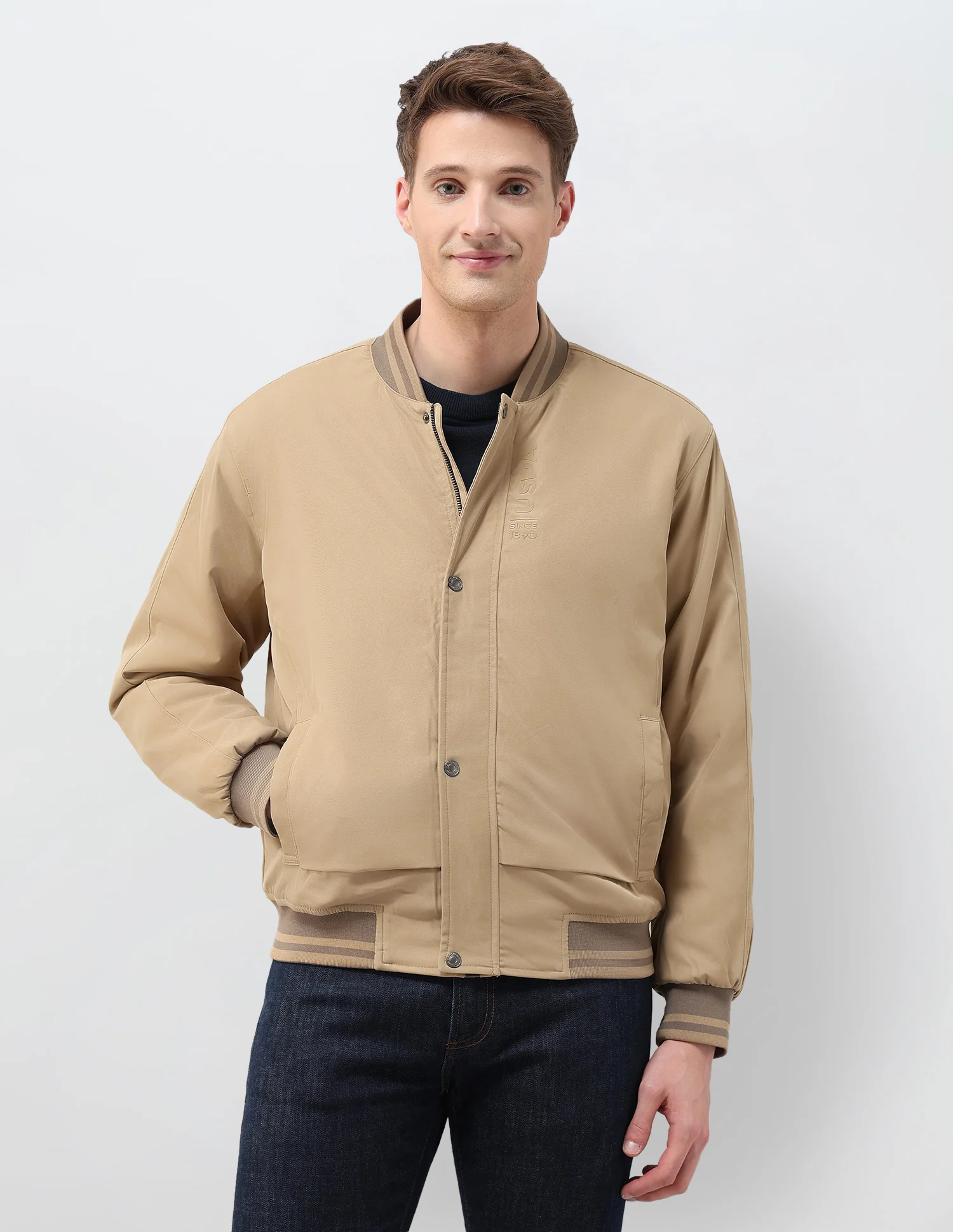 Solid Regular Fit Bomber Jacket - Image 6
